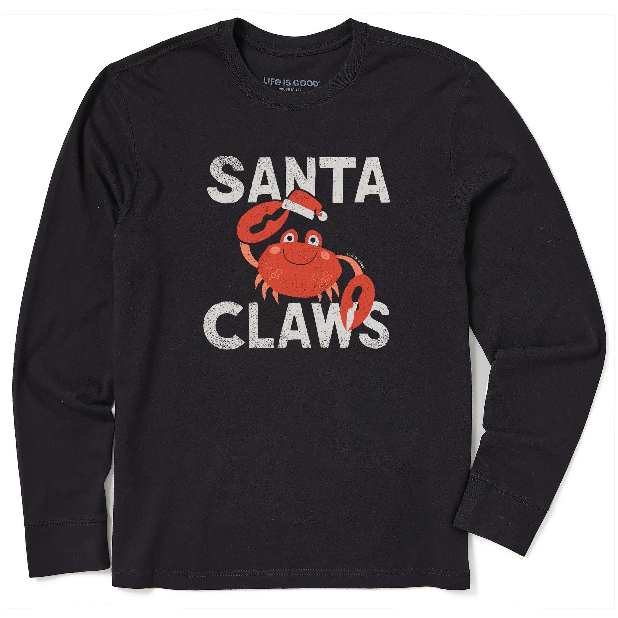 Versatile Trend Comfort and Fit Men's Santa Claws Crab Long Sleeve Crusher Tee