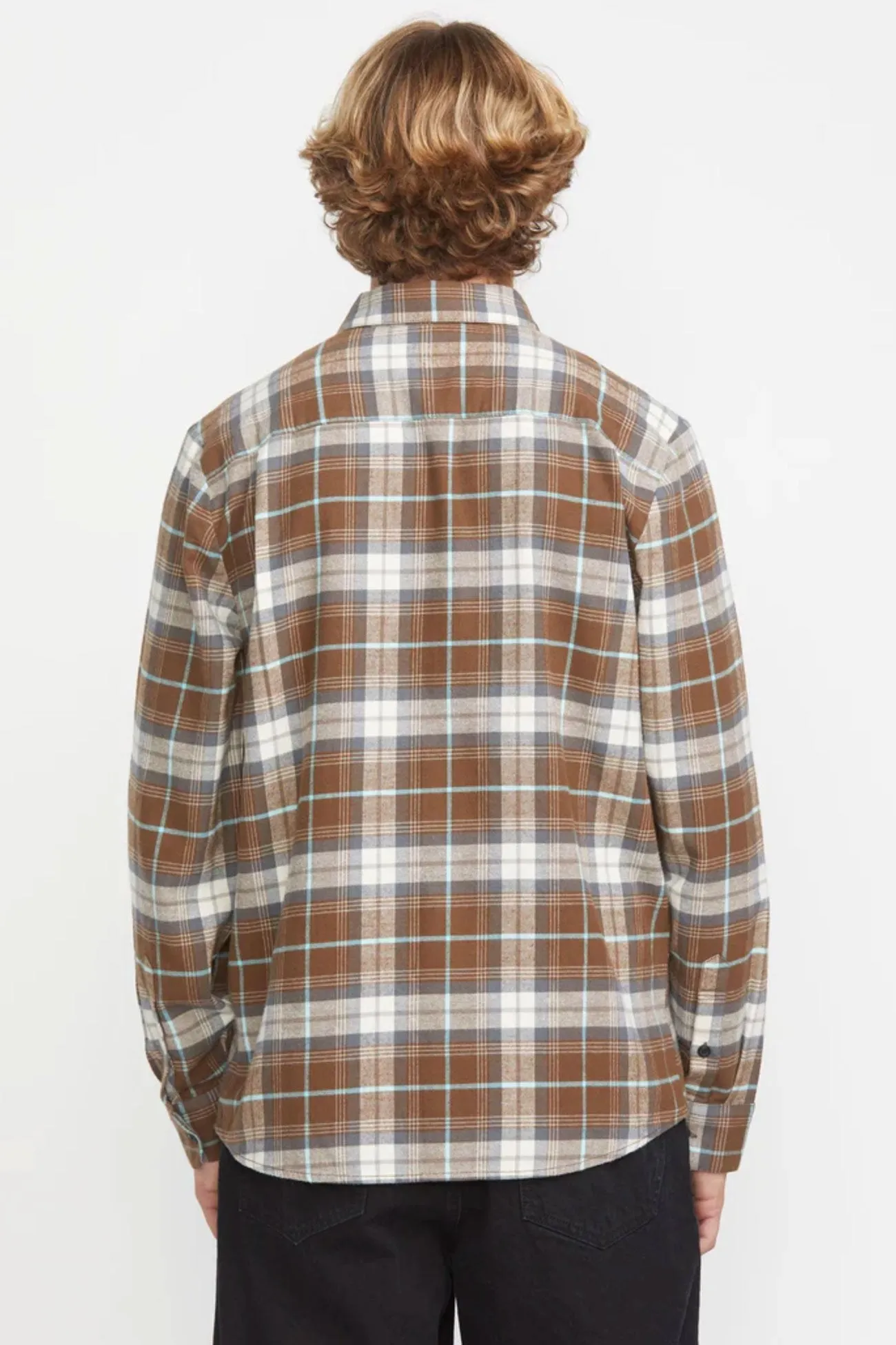 Caden Plaid Long Sleeve Shirt Dark Earth Day-to-Night Look Adult Wear