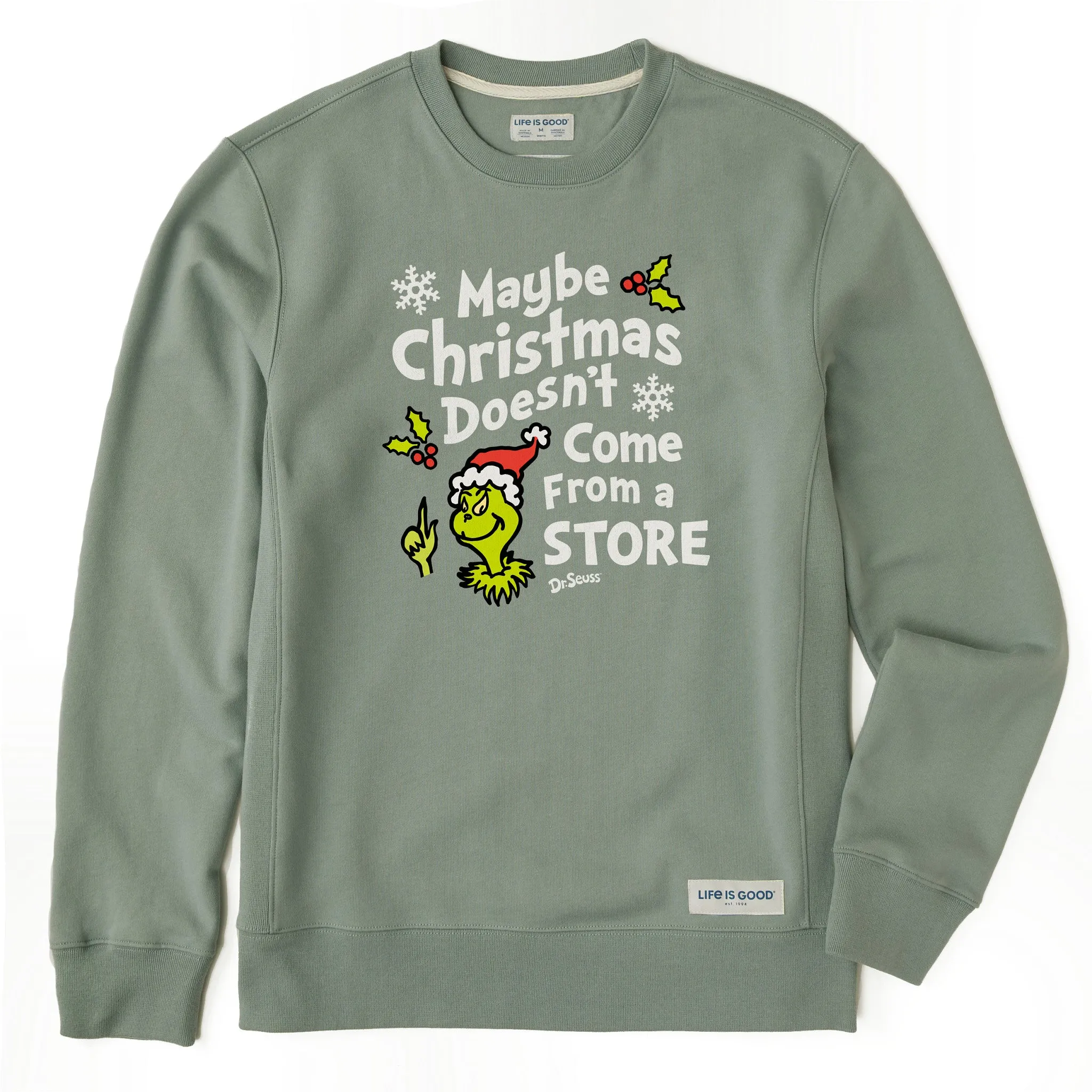 Core Style Casual Basics Men's Maybe Christmas Grinch Simply True Fleece Crew