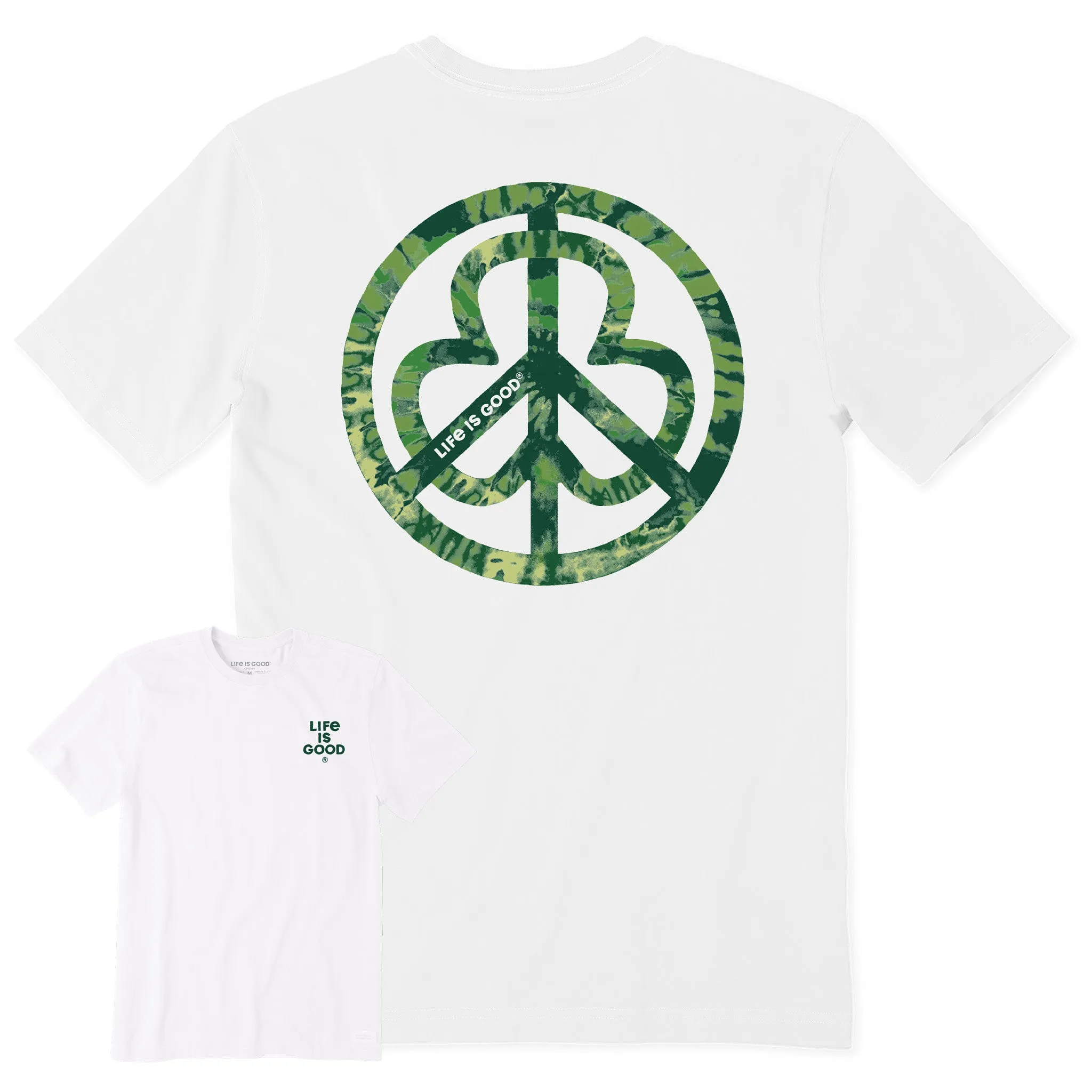 Easy Fit Wear Men's Tie Dye Peace Clover Short Sleeve Crusher Tee