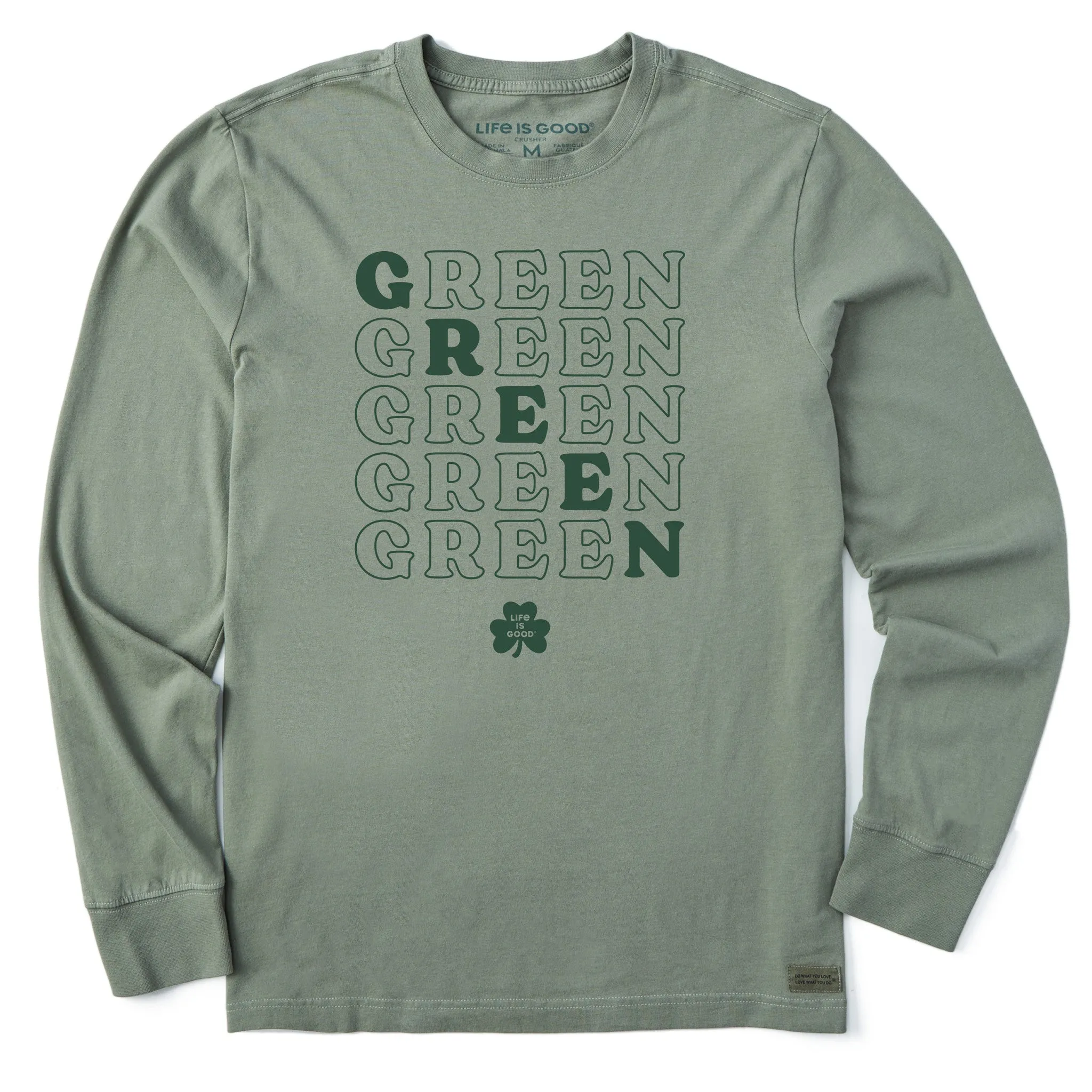 warm weather Men's Green Long Sleeve Crusher Tee