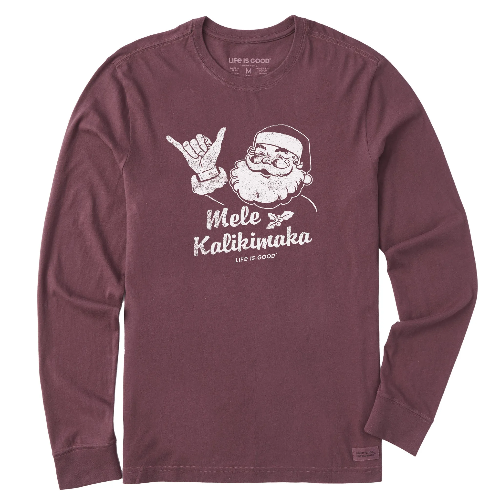 Men's Santa Mele Kalikimaka Long Sleeve Crusher Tee Light Style