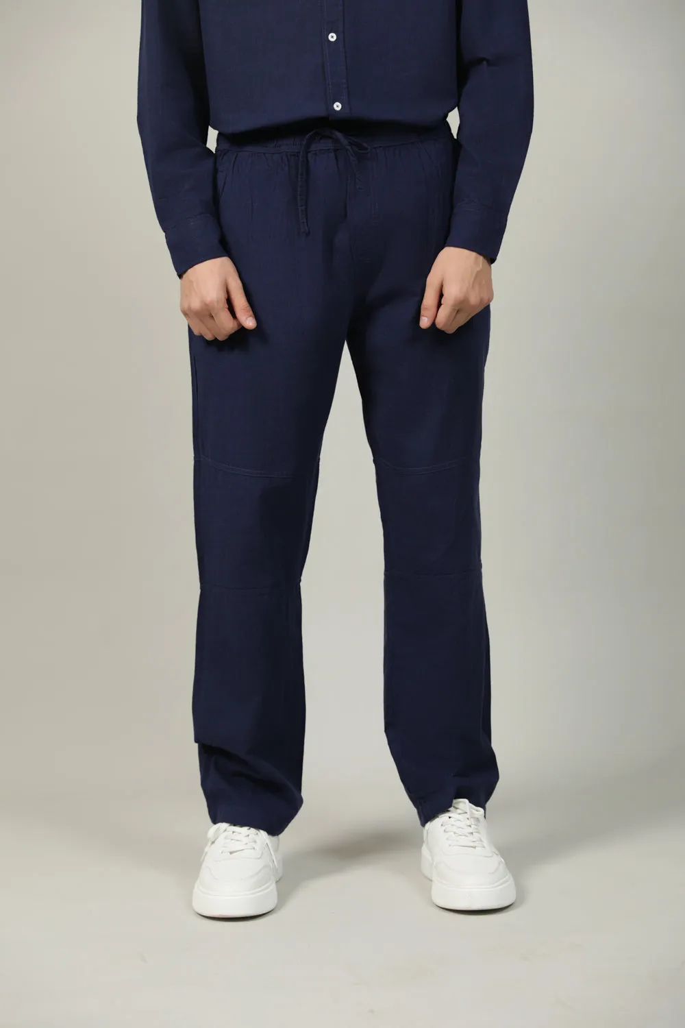 TEXTURED BAGGY FIT EASY PANTS Comfy Waistband