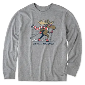 Men's Go With the Snow Long Sleeve Crusher Tee Outdoor Trend Look Sports Apparel