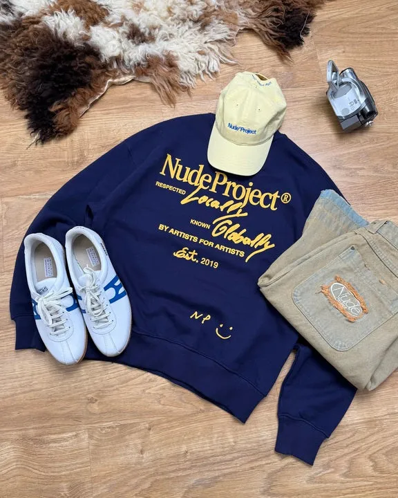 Comfy Street Style product chambray casualness Global Soon Sweatshirt Navy