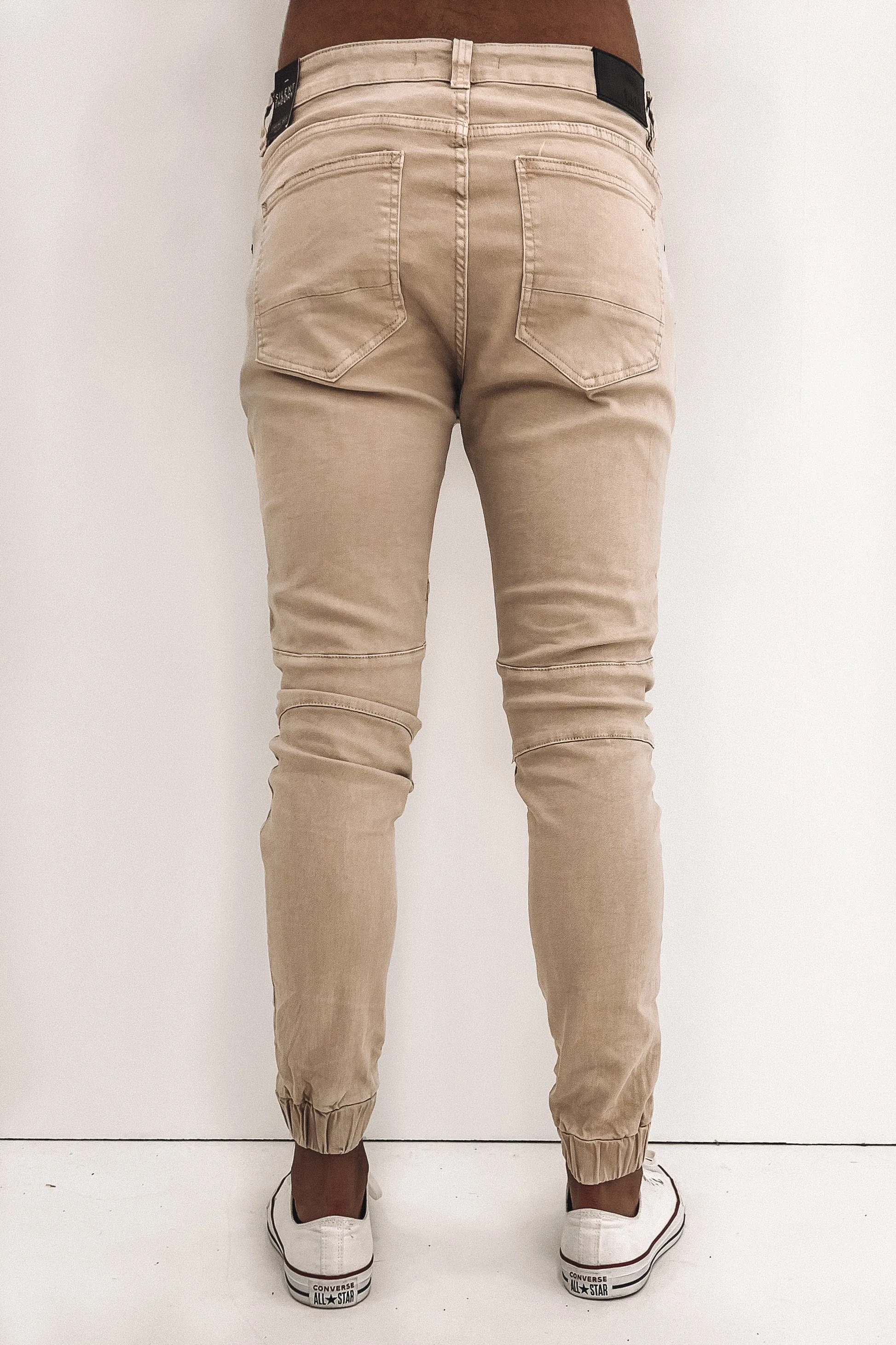 Strung Out Moto Cuffed Jean Trashed Oatmeal Layer Friendly Piece