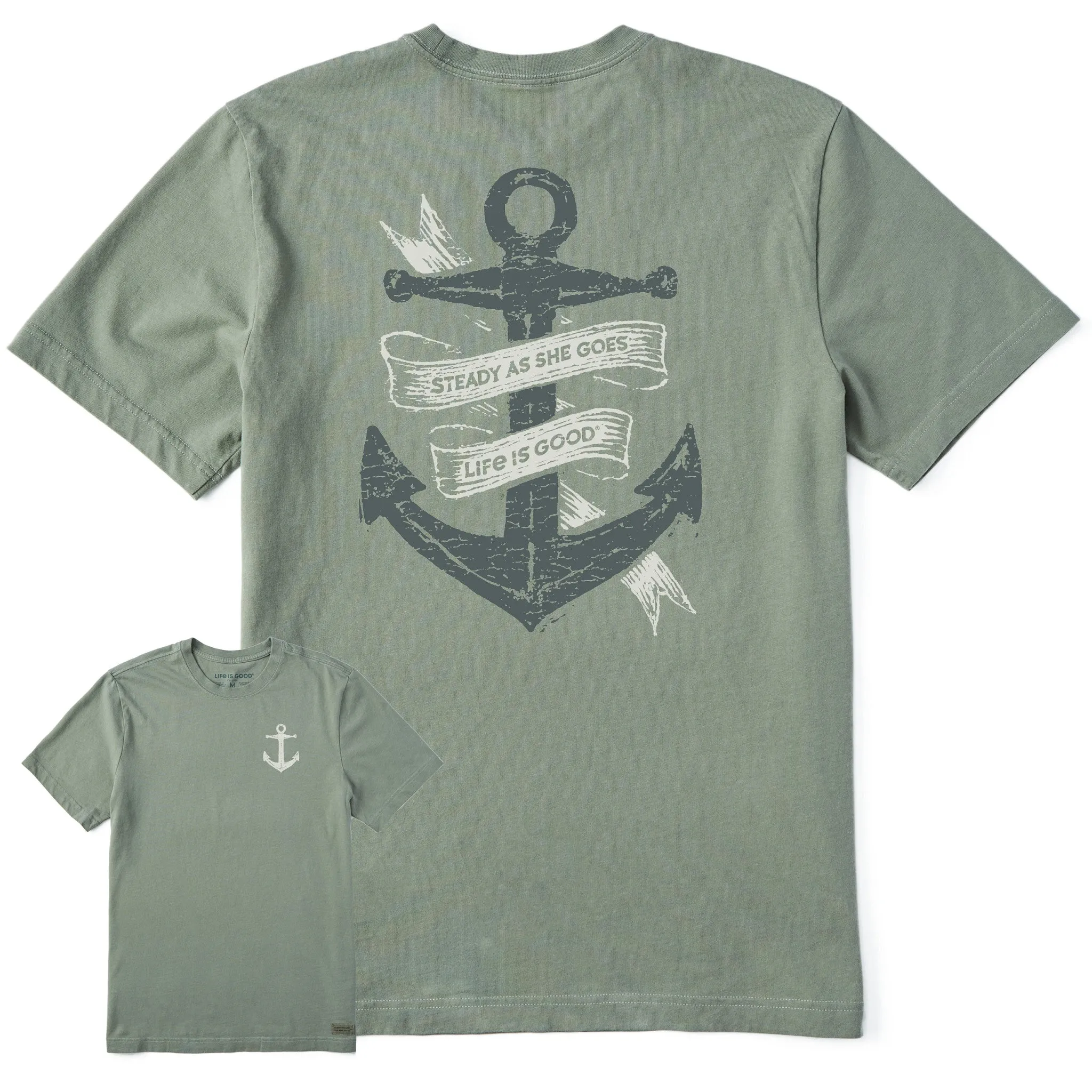 Trendy Wearable Men's Steady As She Goes Anchor Short Sleeve Crusher Tee