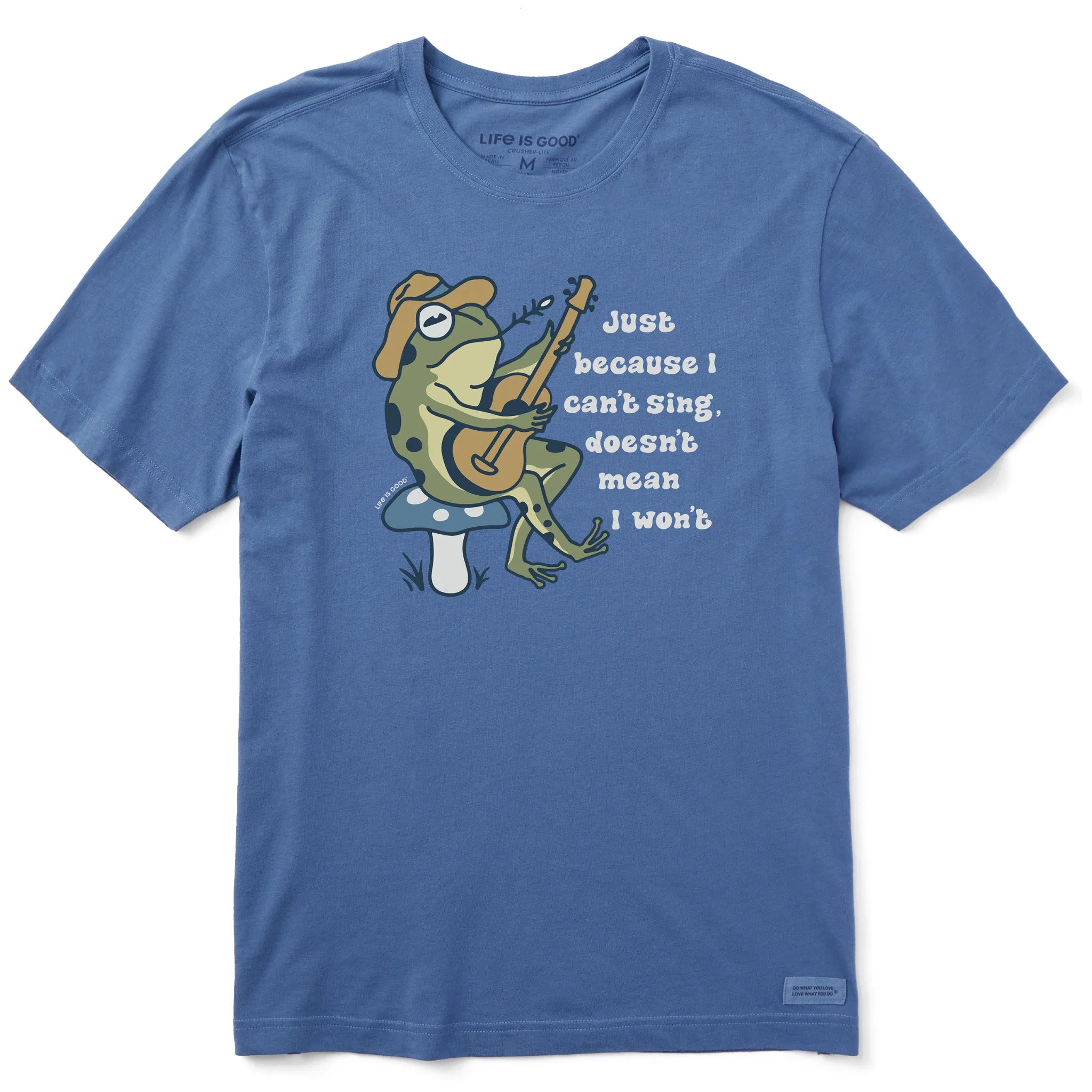 Men's I Can't Sing Guitar Frog Short Sleeve Crusher Tee High Quality Printing