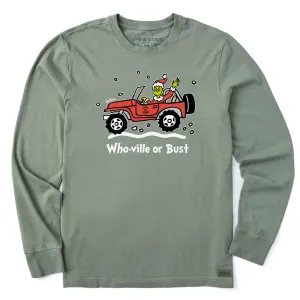 Men's Who-Ville or Bust SUV Grinch Long Sleeve Crusher Tee Breathable Active Wear