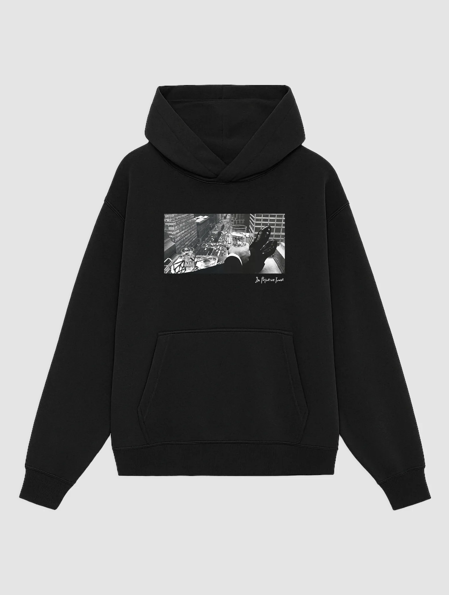 Warm Essentials Essential Bold wall street black hoodie
