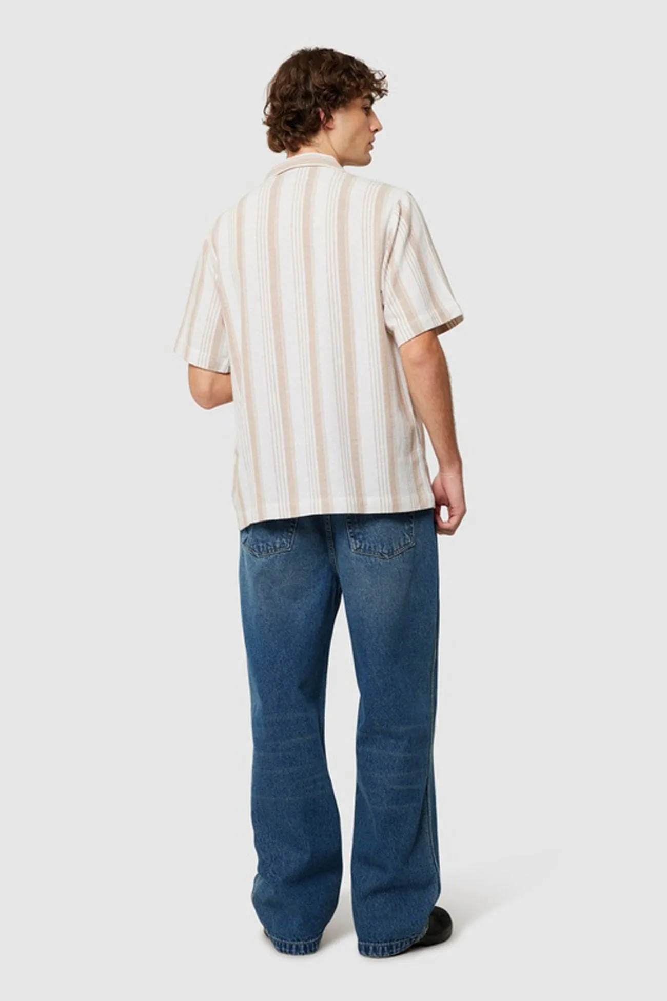 Timeless Top Bowler Weave Stripe Shirt Natural