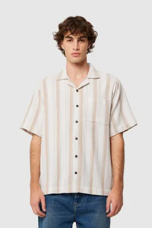 Bowler Weave Stripe Shirt Natural Hypoallergenic Textile Long Sleeve