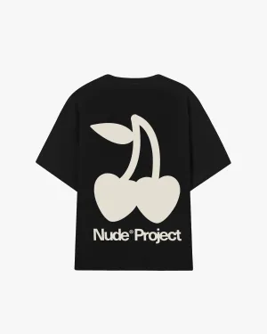 Cherry Logo Tee Black Effortless Look Wedding