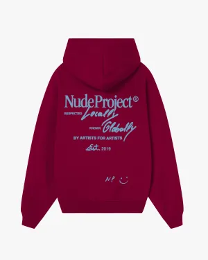 Global Soon Zip-Up Hoodie Burgundy Cozy Street Cozy Everyday