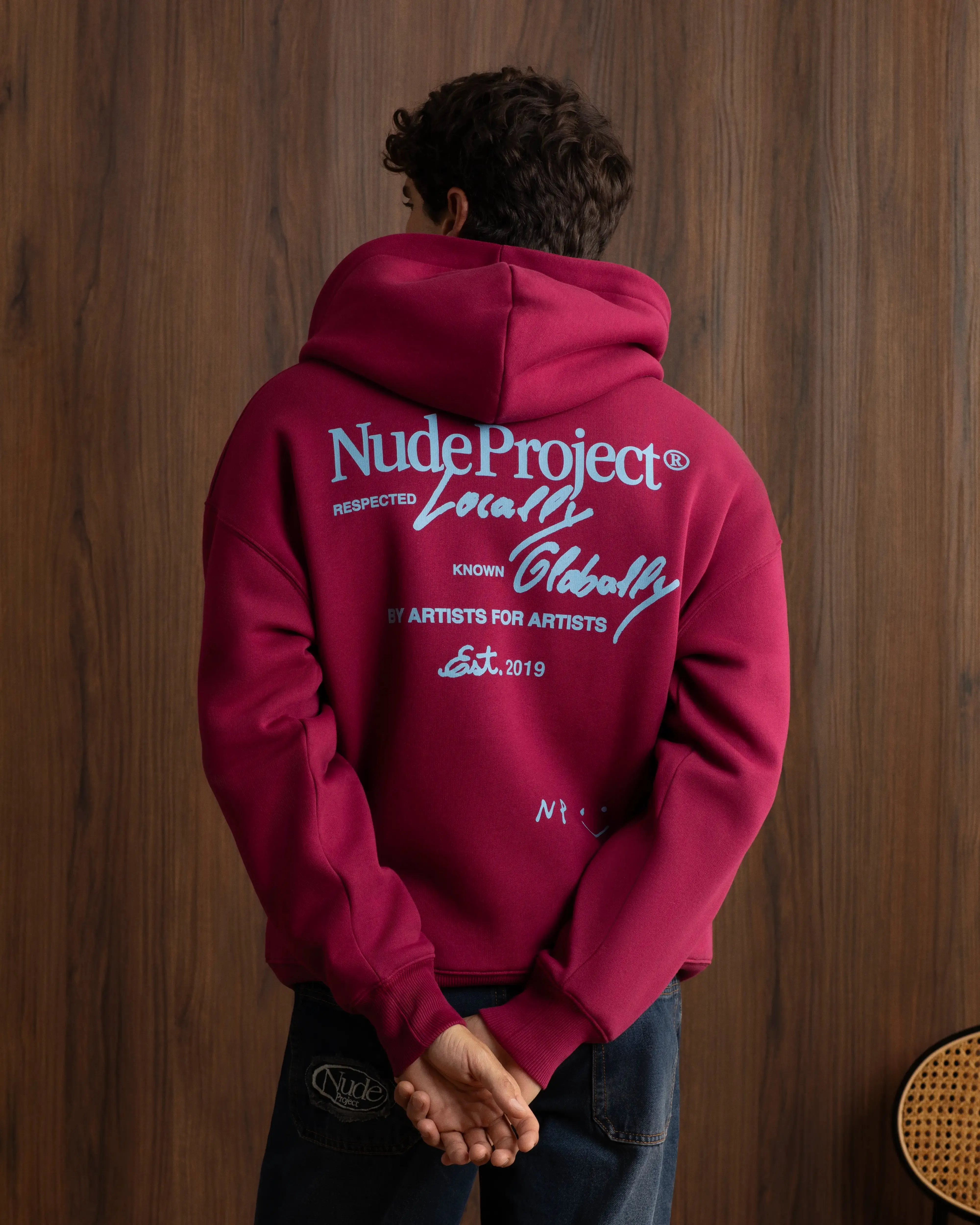 Timeless Fashion Global Soon Zip-Up Hoodie Burgundy