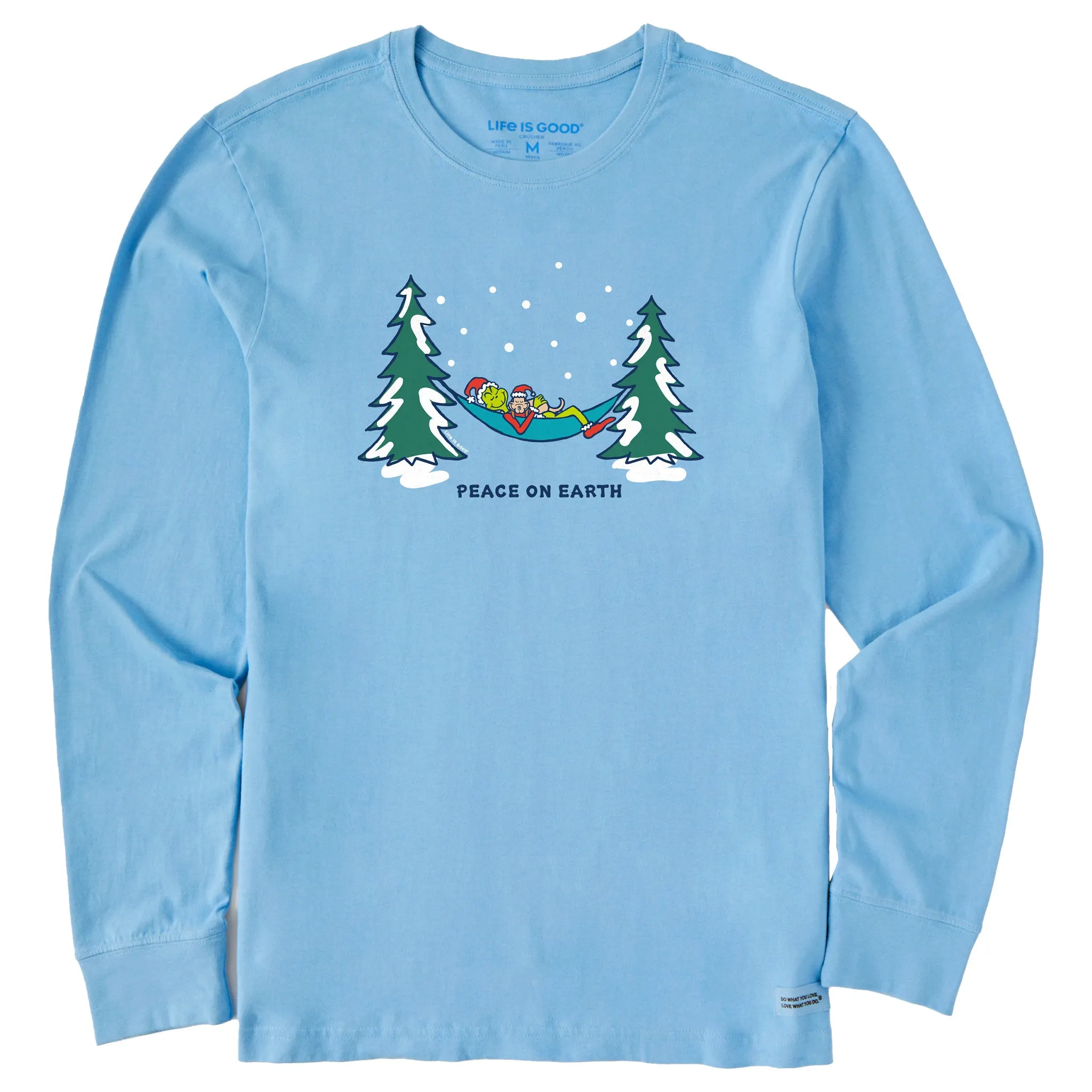 Essential Style Wear Cool and Chic Men's Grinch and Max Hammock Long Sleeve Crusher Tee