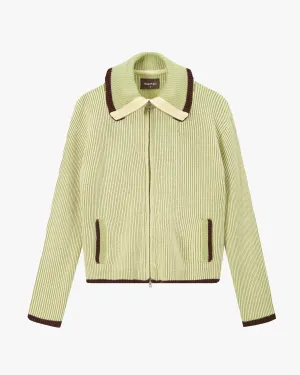 Simple Layered Classy Zip-Up Knit Cardigan Yellow