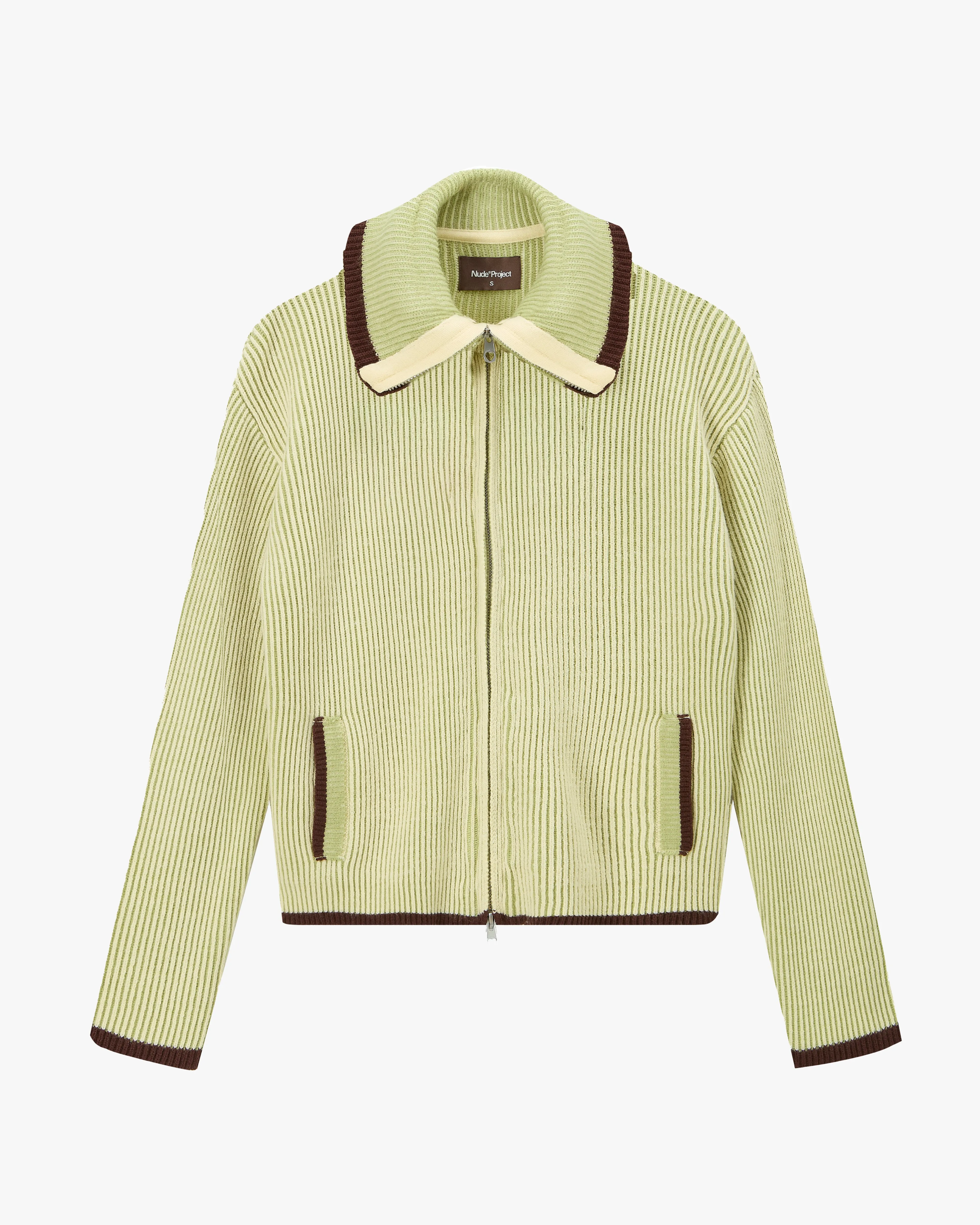 Simple Layered Classy Zip-Up Knit Cardigan Yellow