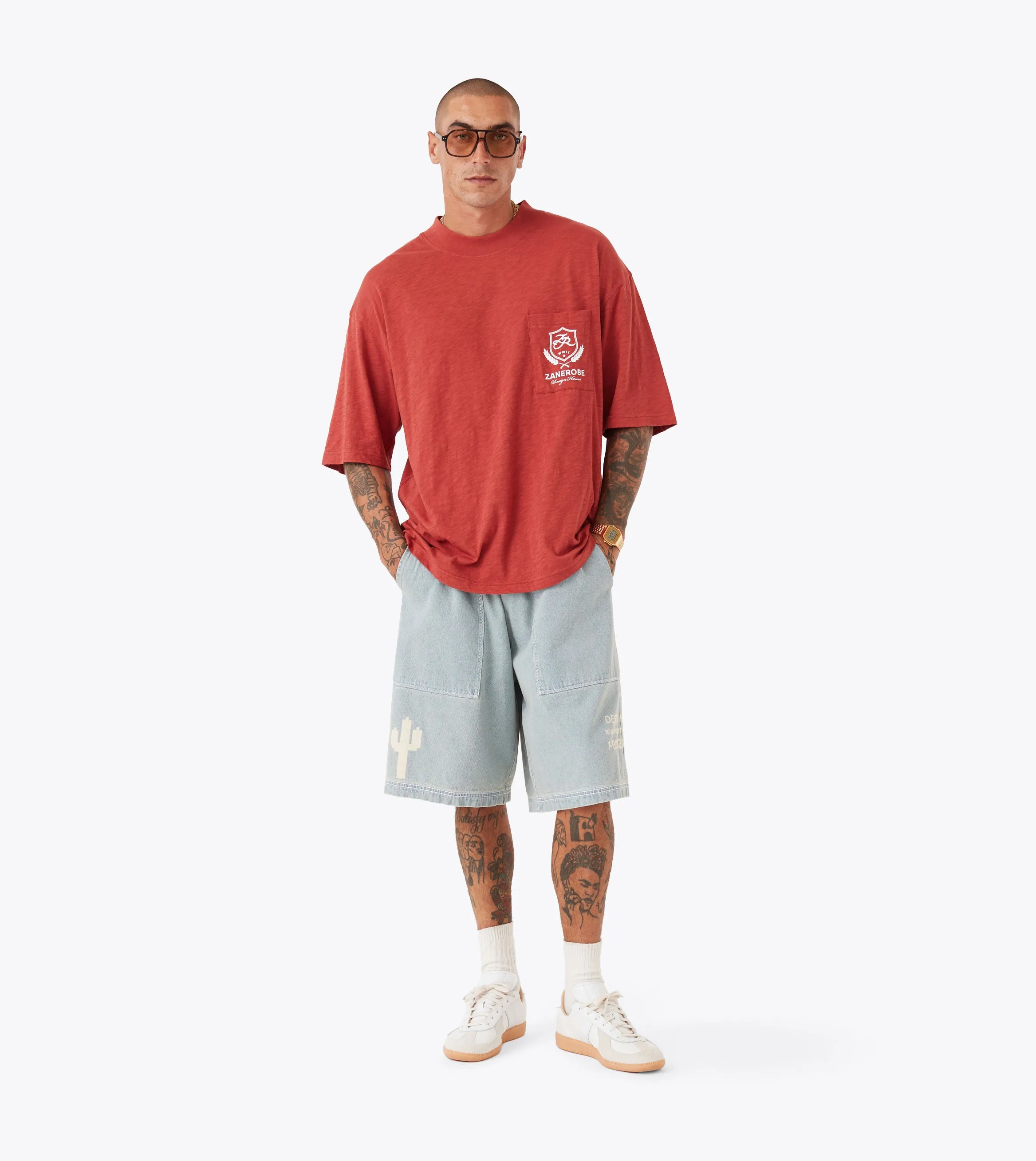 Crest Slub Flow Tee Cherry college OversizedSilhouette