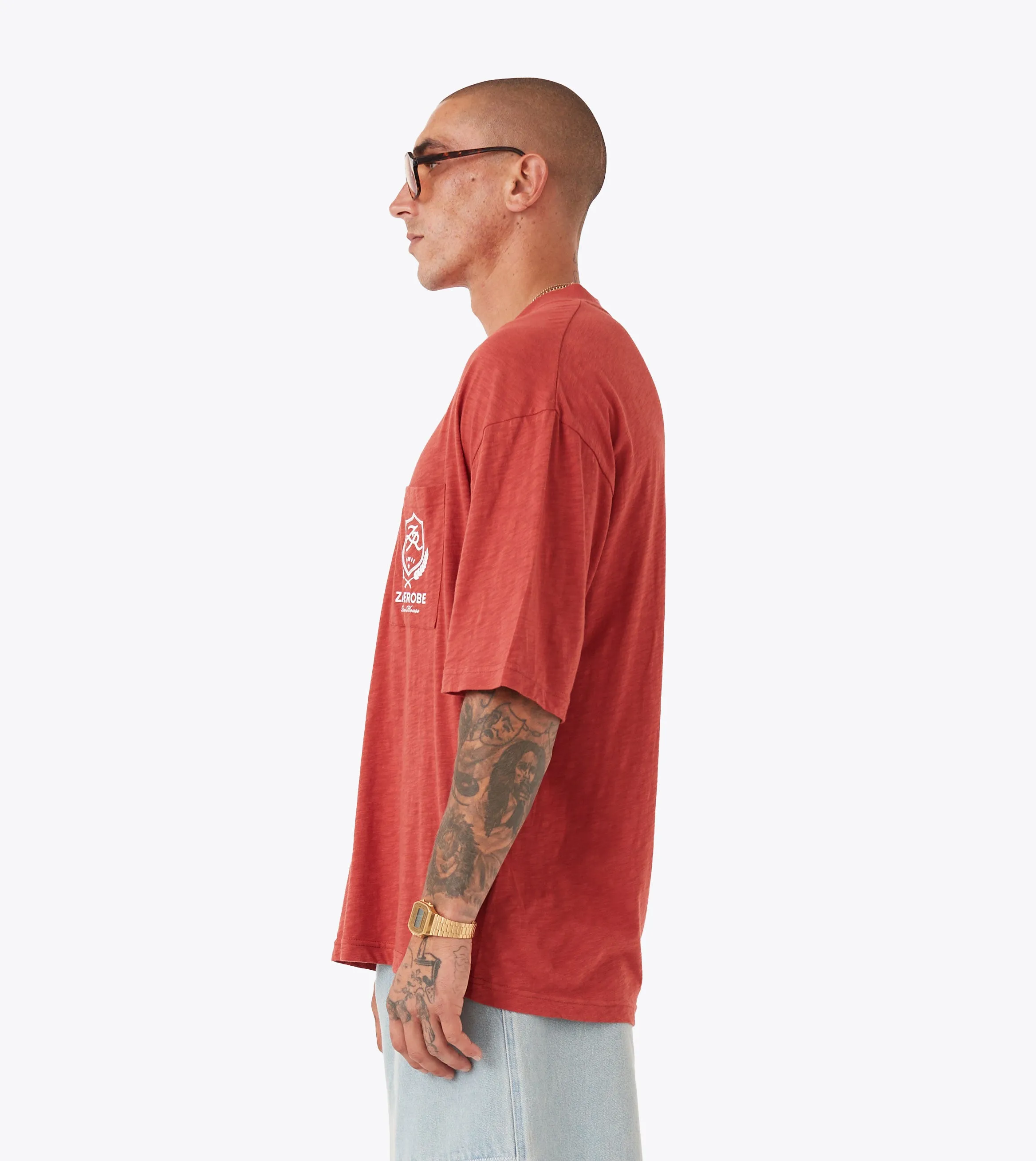 Lightweight Weave Crest Slub Flow Tee Cherry