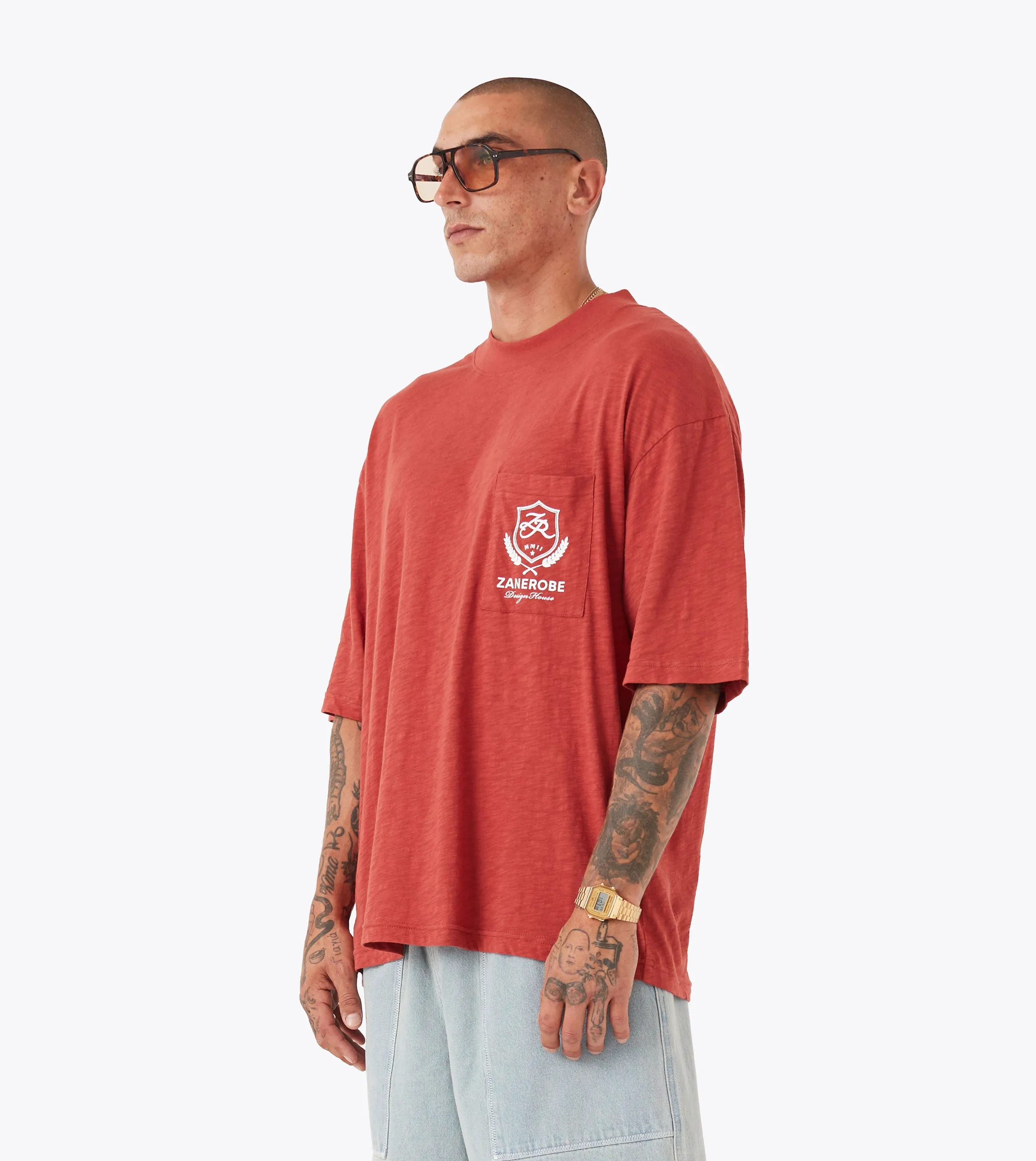 No Shrink Technology Crest Slub Flow Tee Cherry