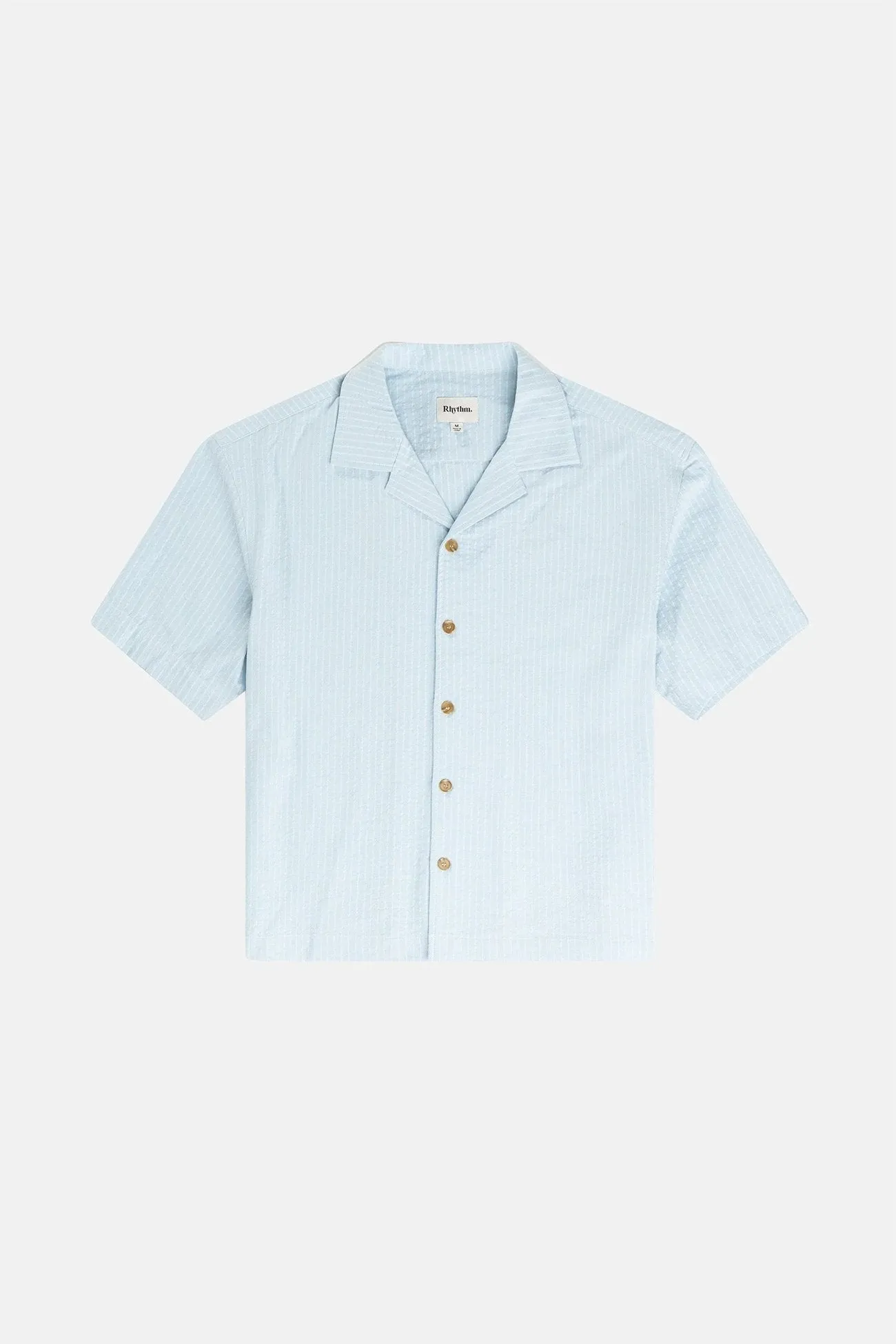 Relaxed Check Short Sleeve Shirt Blue Seamless Edging Geometric Pattern