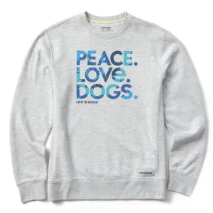 Urban Fashion Men's Tie Dye Peace Love Dogs Simply True Fleece Crew
