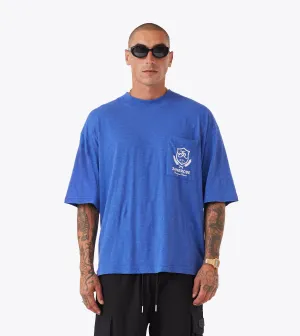Formal Style Sustainable Production Process Crest Slub Flow Tee Cobalt Blue