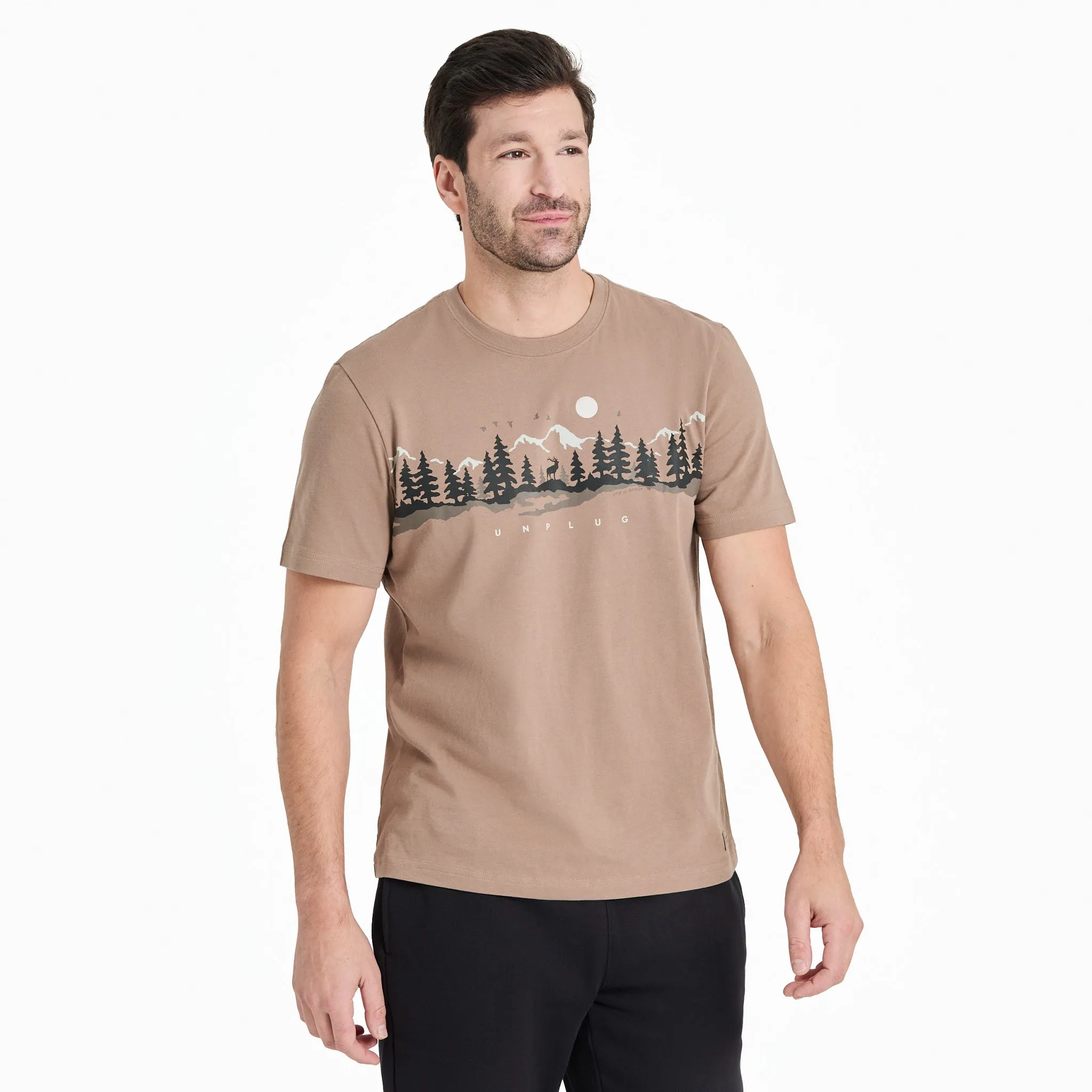 Popular Timeless Style Men's Unplug in the Outdoors Long Short Sleeve Crusher Tee