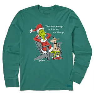 Men's Grinch & Max Adirondack Long Sleeve Crusher Tee Premium Cotton City Fashion Look