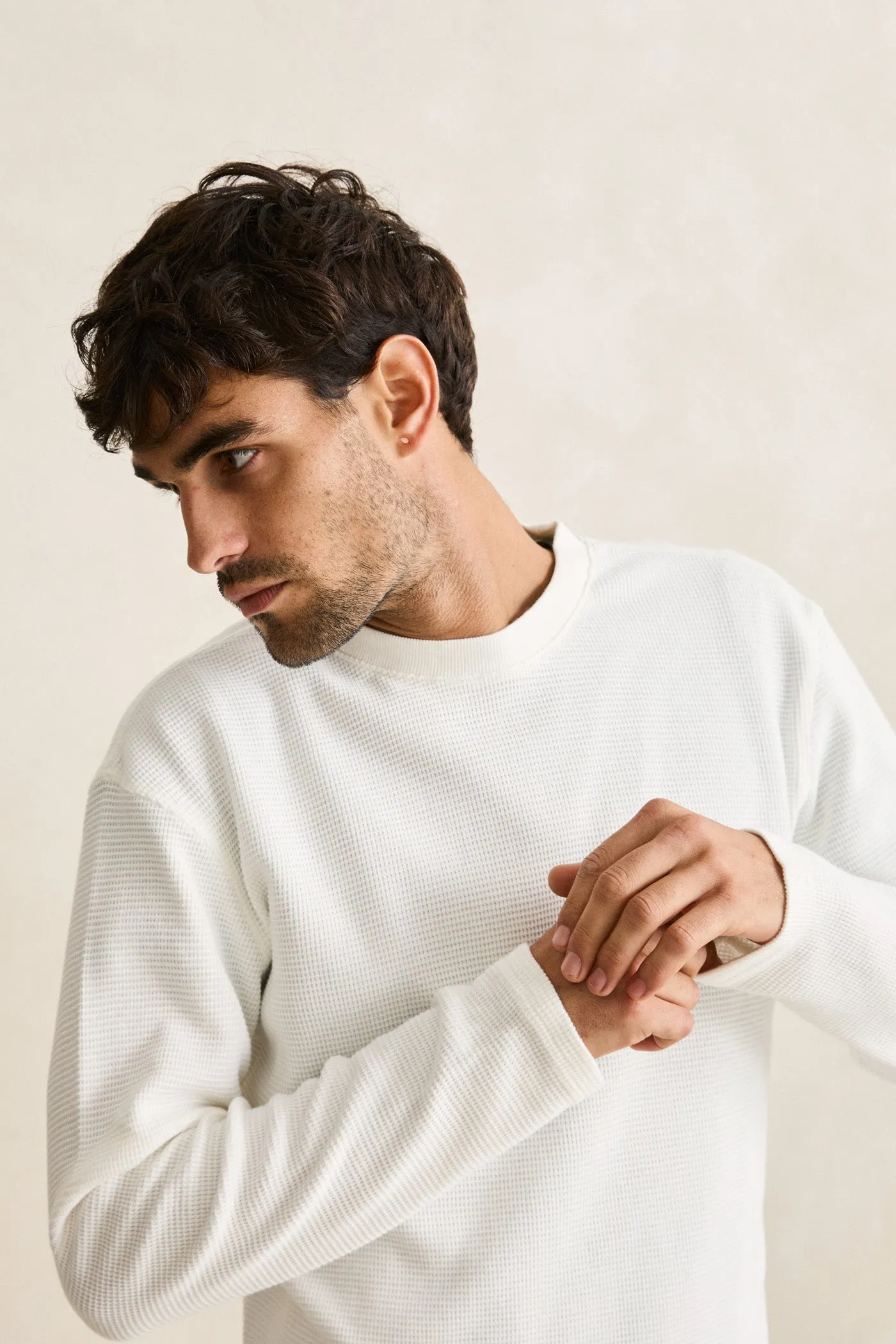 Heat Retention Technology Classic Waffle Knit Vintage White