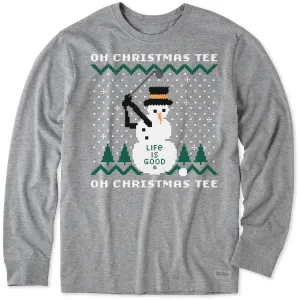 Men's Ugly Sweater Oh Christmas Tee Long Sleeve Crusher Tee Chic