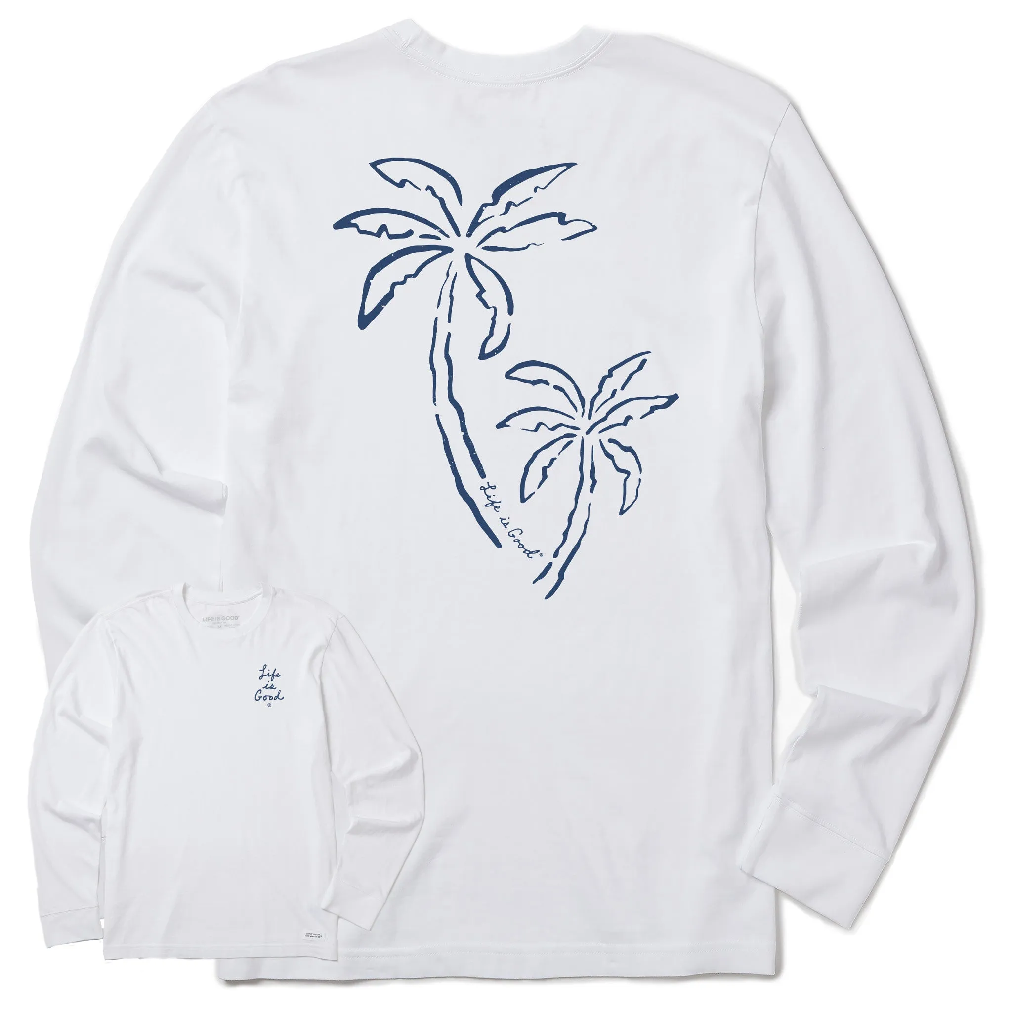 Weekend Wardrobe Casual Chic Look Men's Two Simple Palms Long Sleeve Crusher Tee