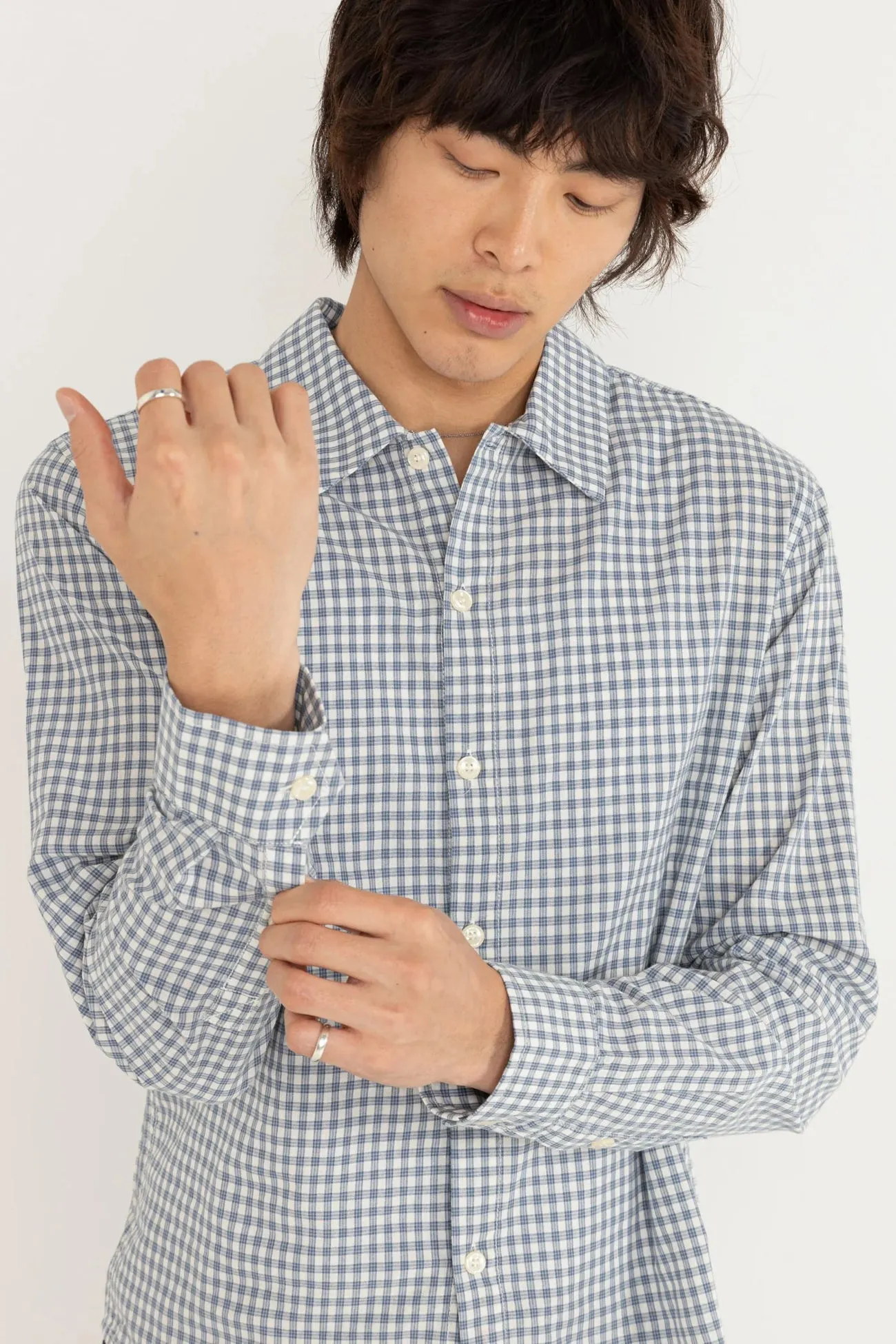 Azul Check Long Sleeve Shirt Blue High Density Cotton UPF Rated Fabric