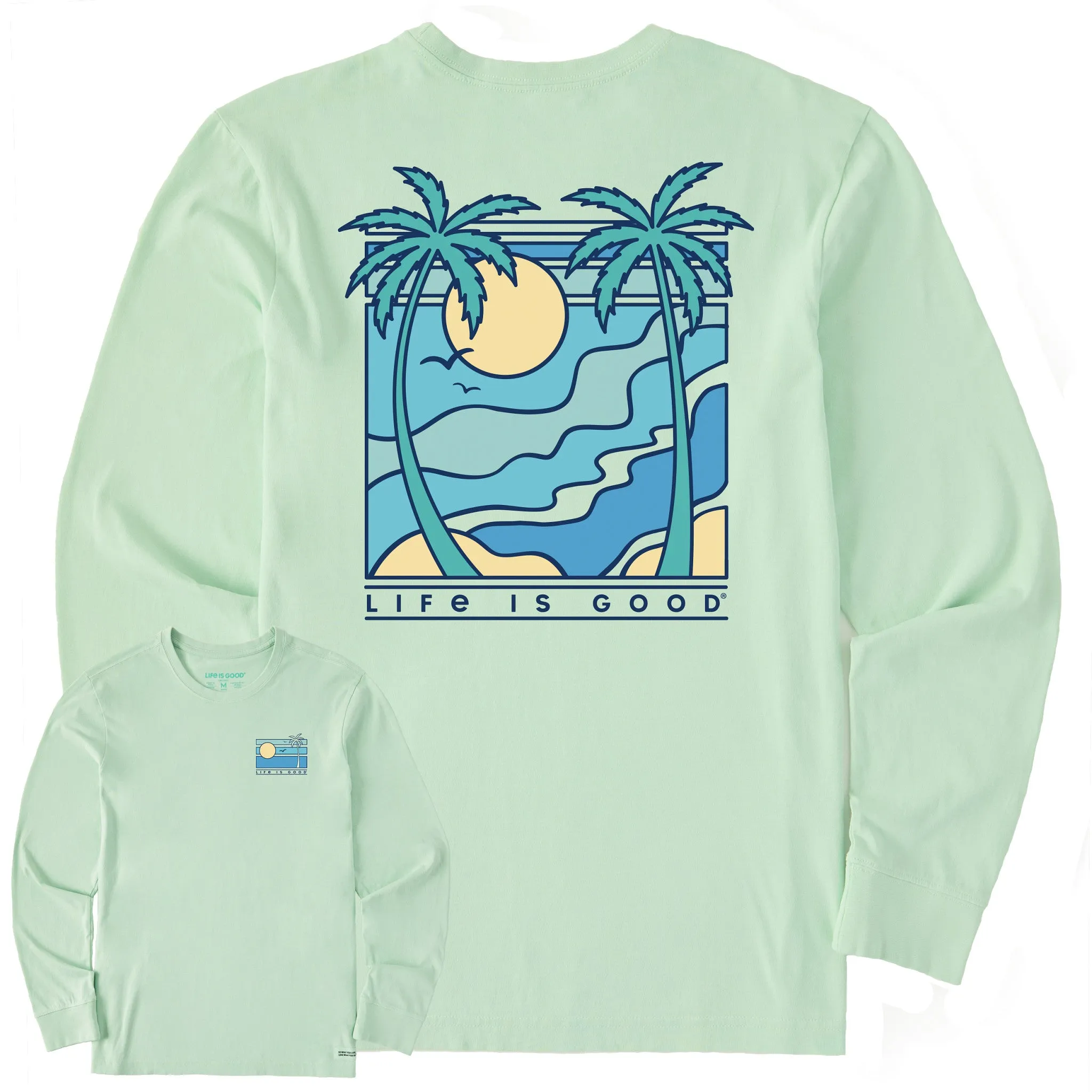 Outdoor Outfit Style Men's Retro Palms Scene Long Sleeve Crusher Tee