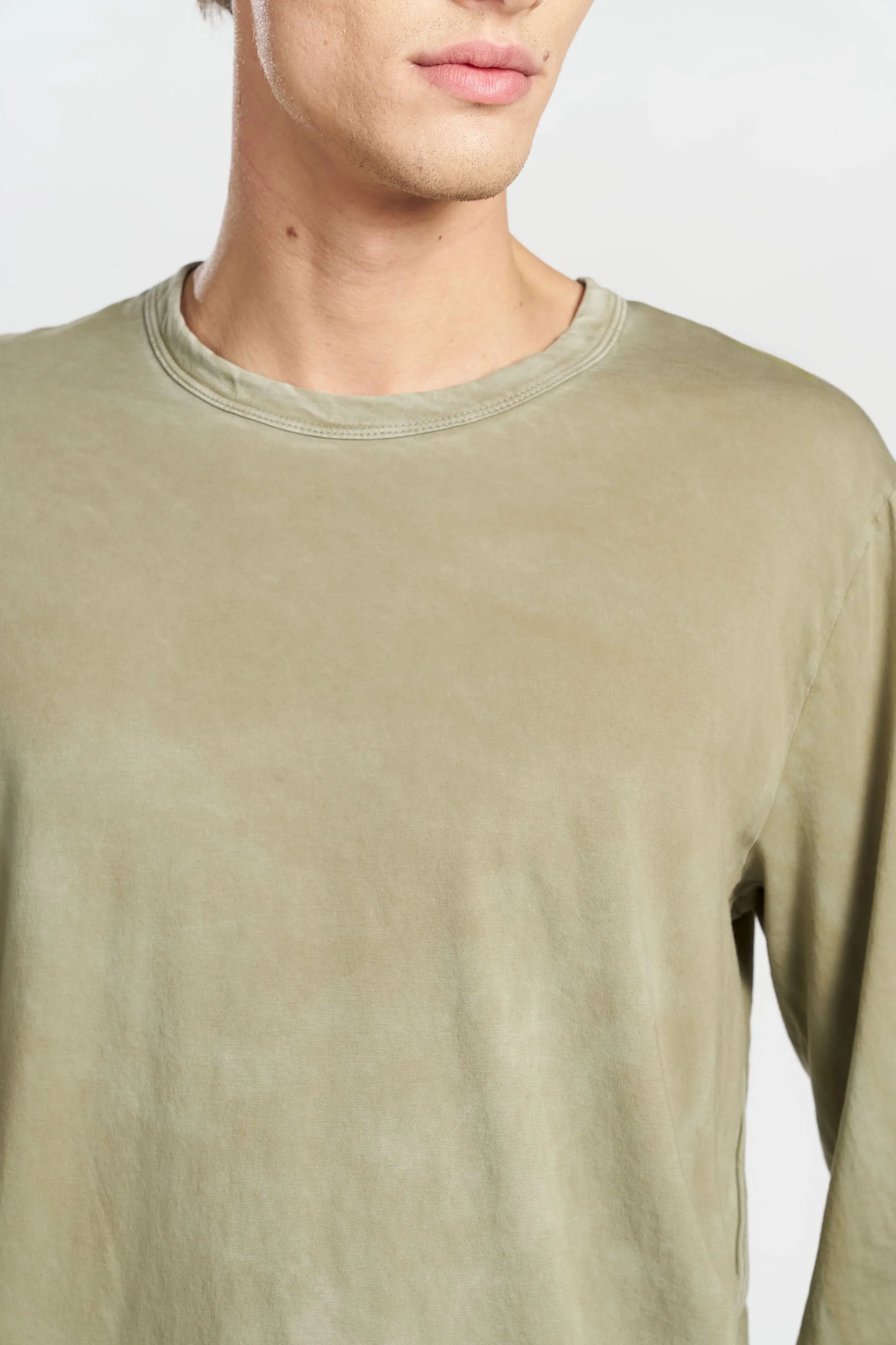 Structured silhouette Layered Collar Structure Classic Crew Long Sleeve Shirt