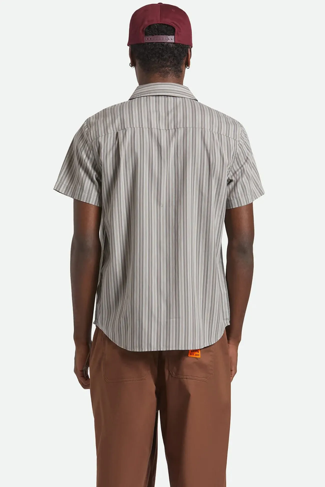 Charter Stripe Short Sleeve Woven Charcoal Grey Casual Day Wear