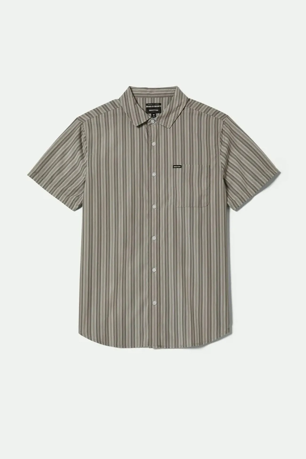 Organic Cotton Charter Stripe Short Sleeve Woven Charcoal Grey