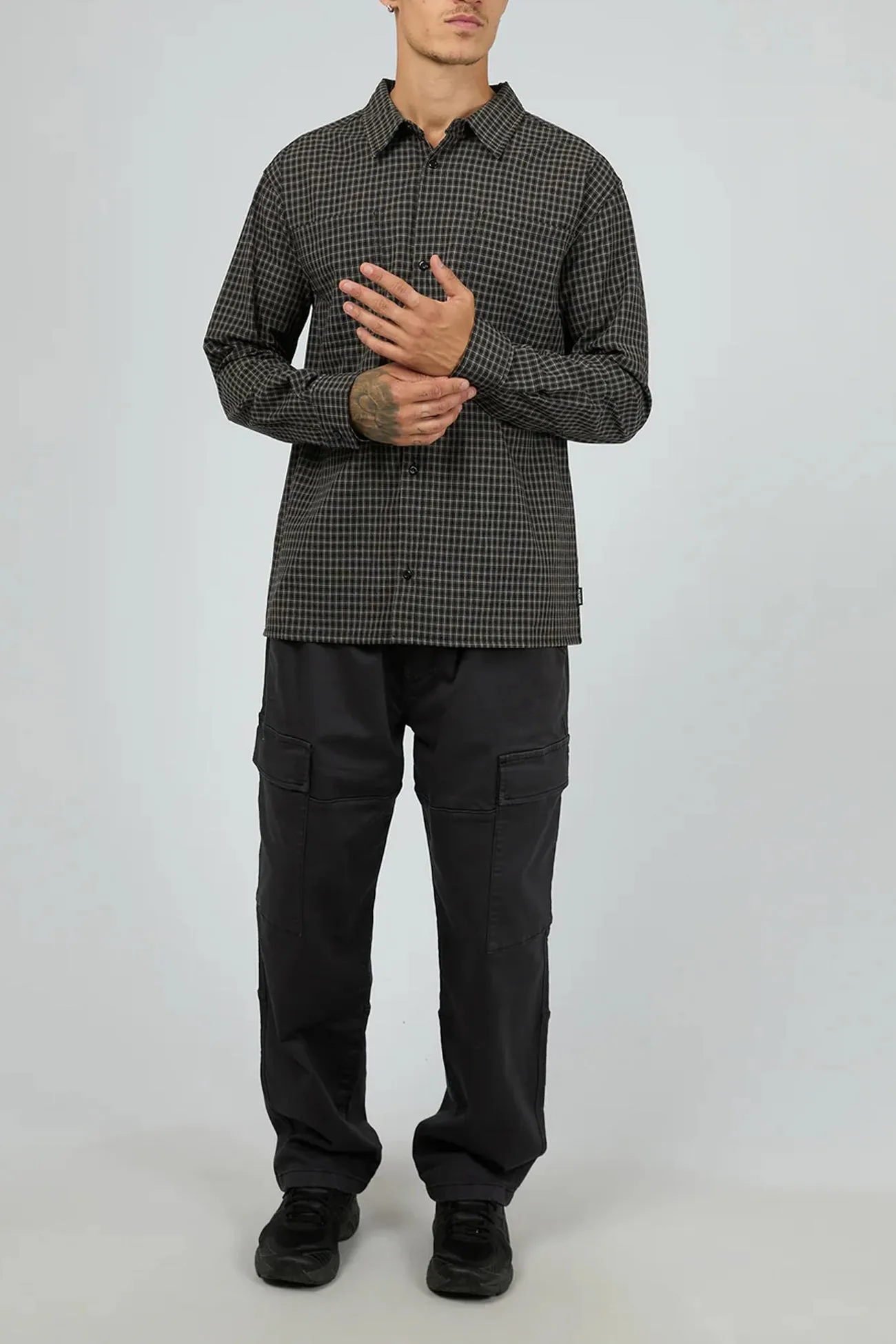 Benton Long Sleeve Shirt Black Layered Sleeve MultipurposeUse