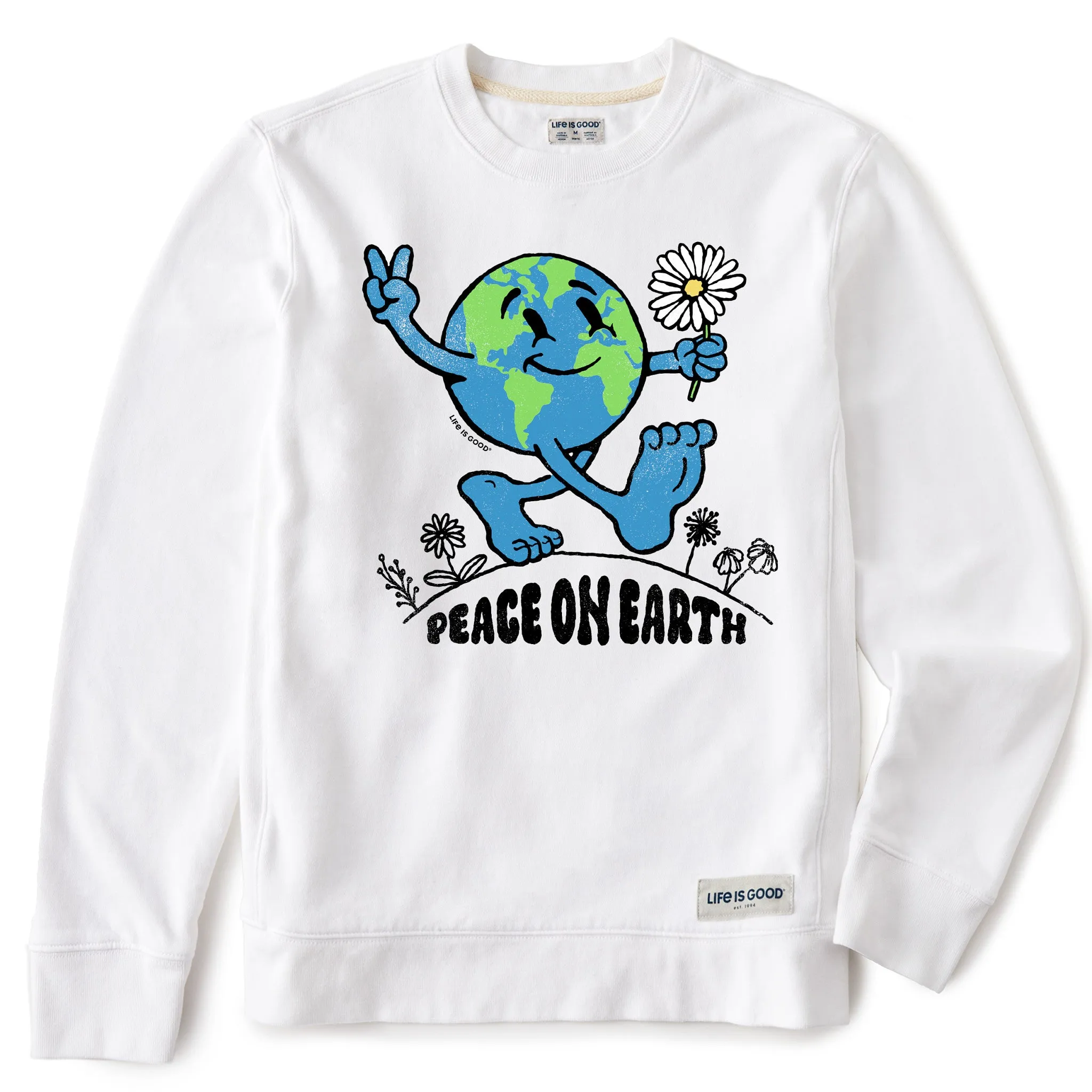 Men's Peace on Earth Globe Walker Simply True Crew product concert wearability Metallic colors