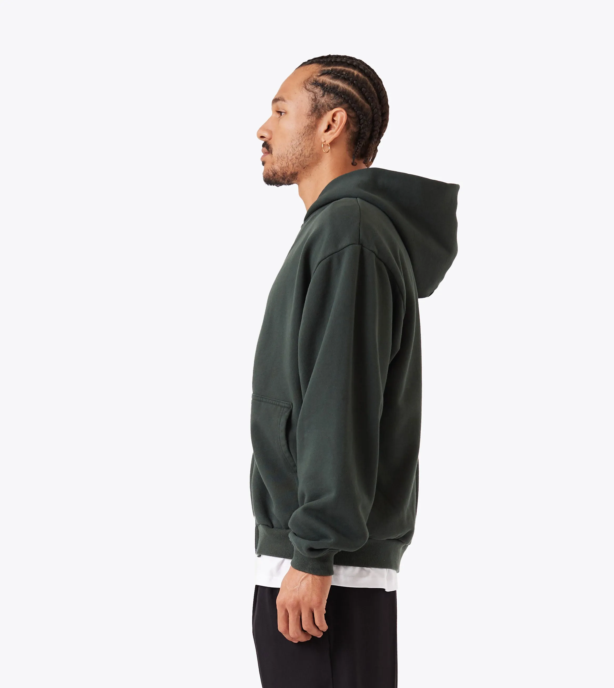 Breathable Material Box Zip Hood Forest