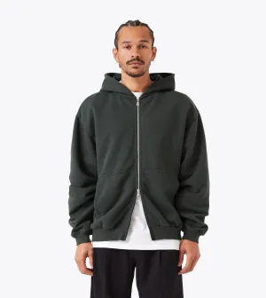 casual top Comfy Look Box Zip Hood Forest