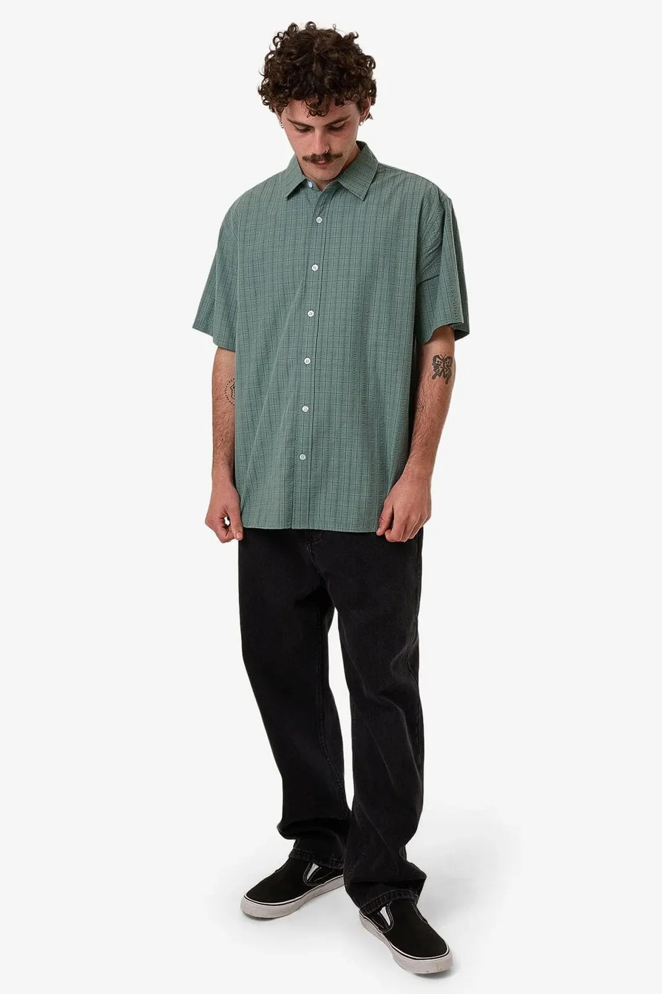 Modern Layering Breathable Comfort Fit Ambient Connections Short Sleeve Shirt Chinois Green