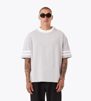 Casual Flex Design Layered Collar QB Lounge Tee Grey Marle