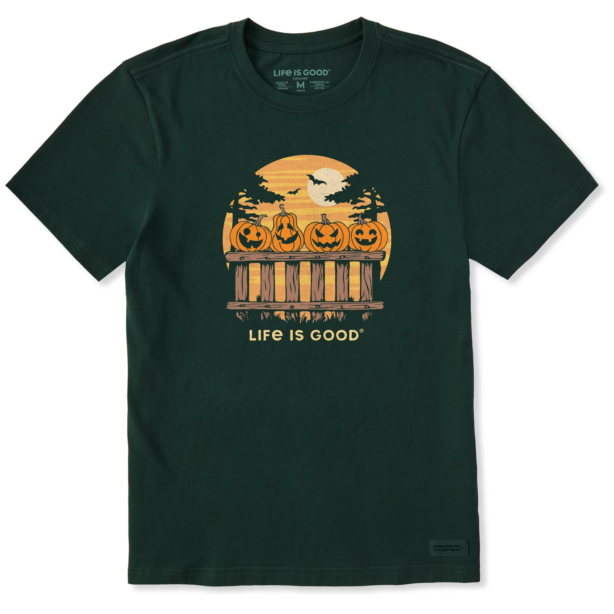 Men's Pumpkins On a Fence Short Sleeve Crusher Tee family gathering Boat Neck