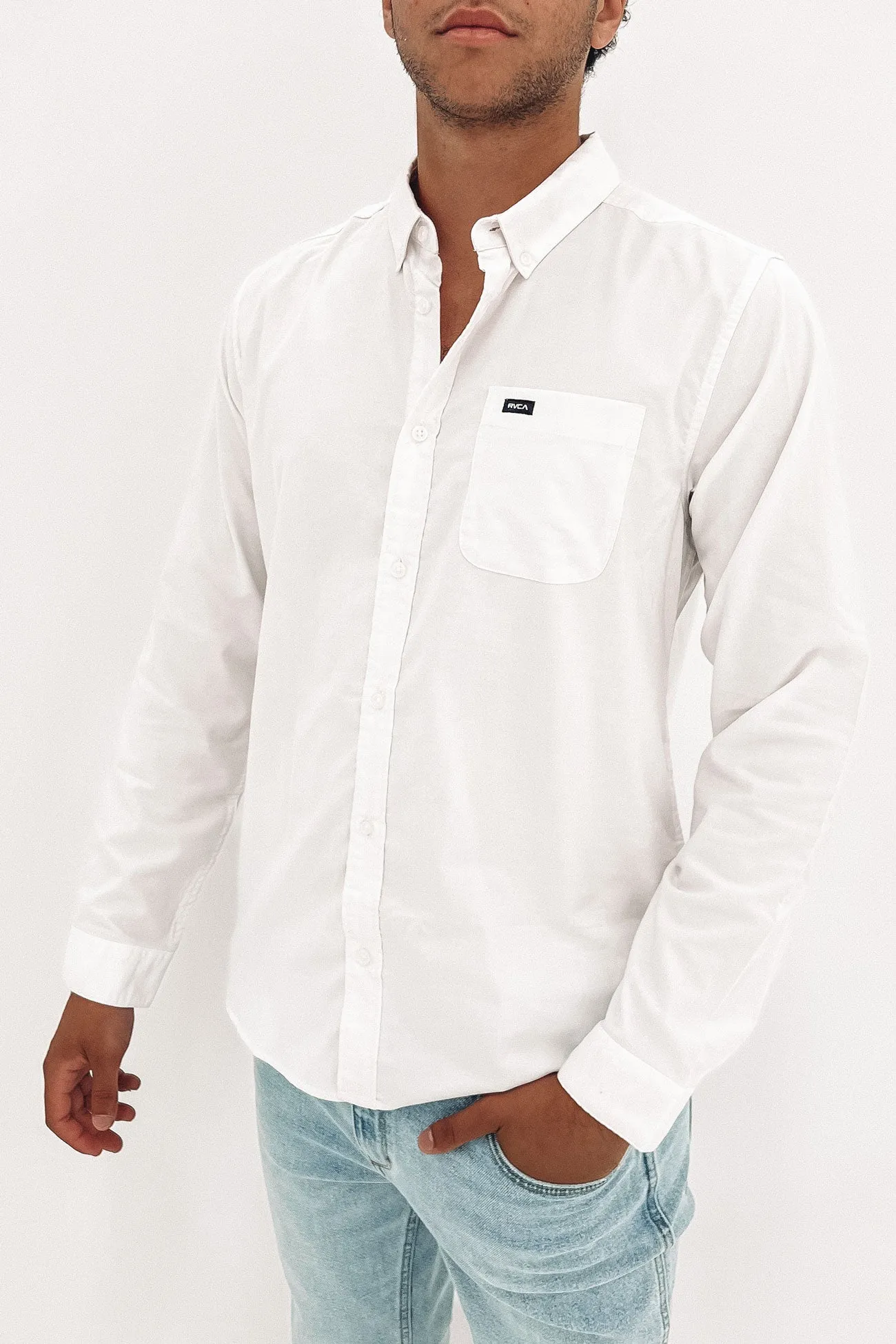 That'll Do Stretch Long Sleeve Shirt White Autumn Wear Easy Wear Look