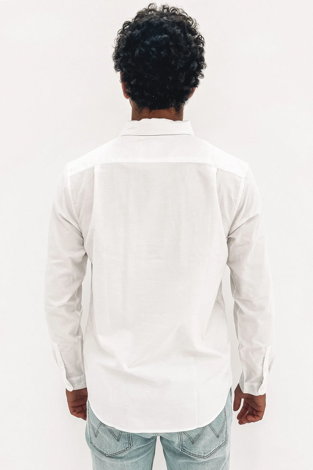 Minimalist Comfort Versatile Piece That'll Do Stretch Long Sleeve Shirt White