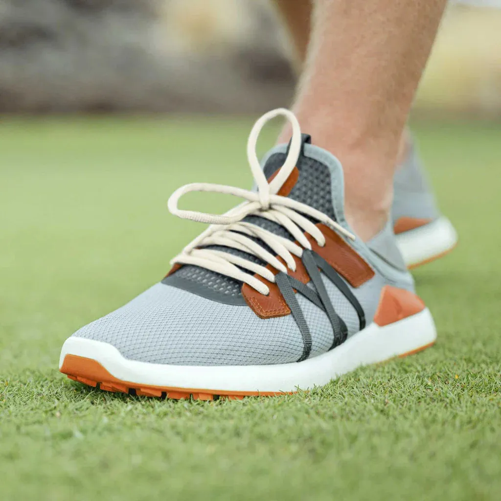 Endurance Grip Performance Boost Olukai Men's Kapalua Golf Shoes- Pale Moss/ Molten Orange