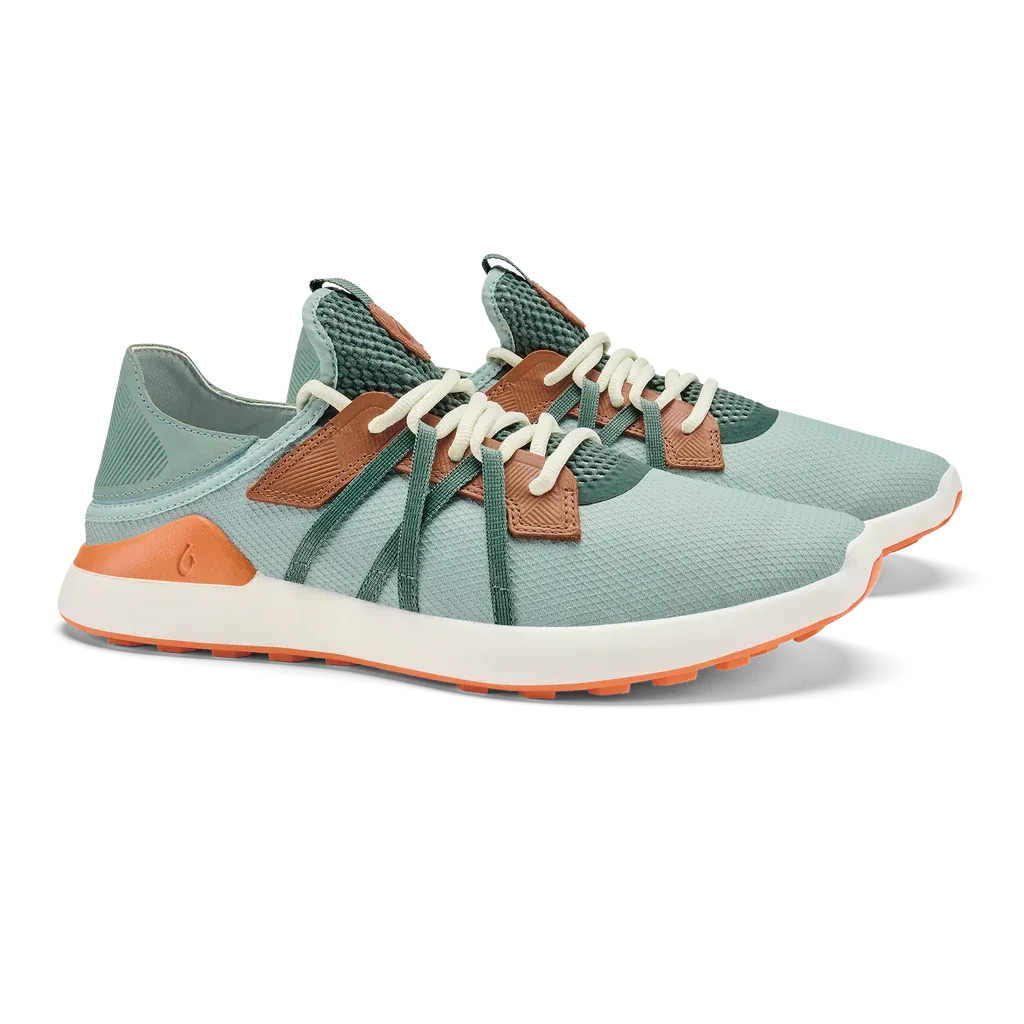 Olukai Men's Kapalua Golf Shoes- Pale Moss/ Molten Orange Power Control Grip Precision