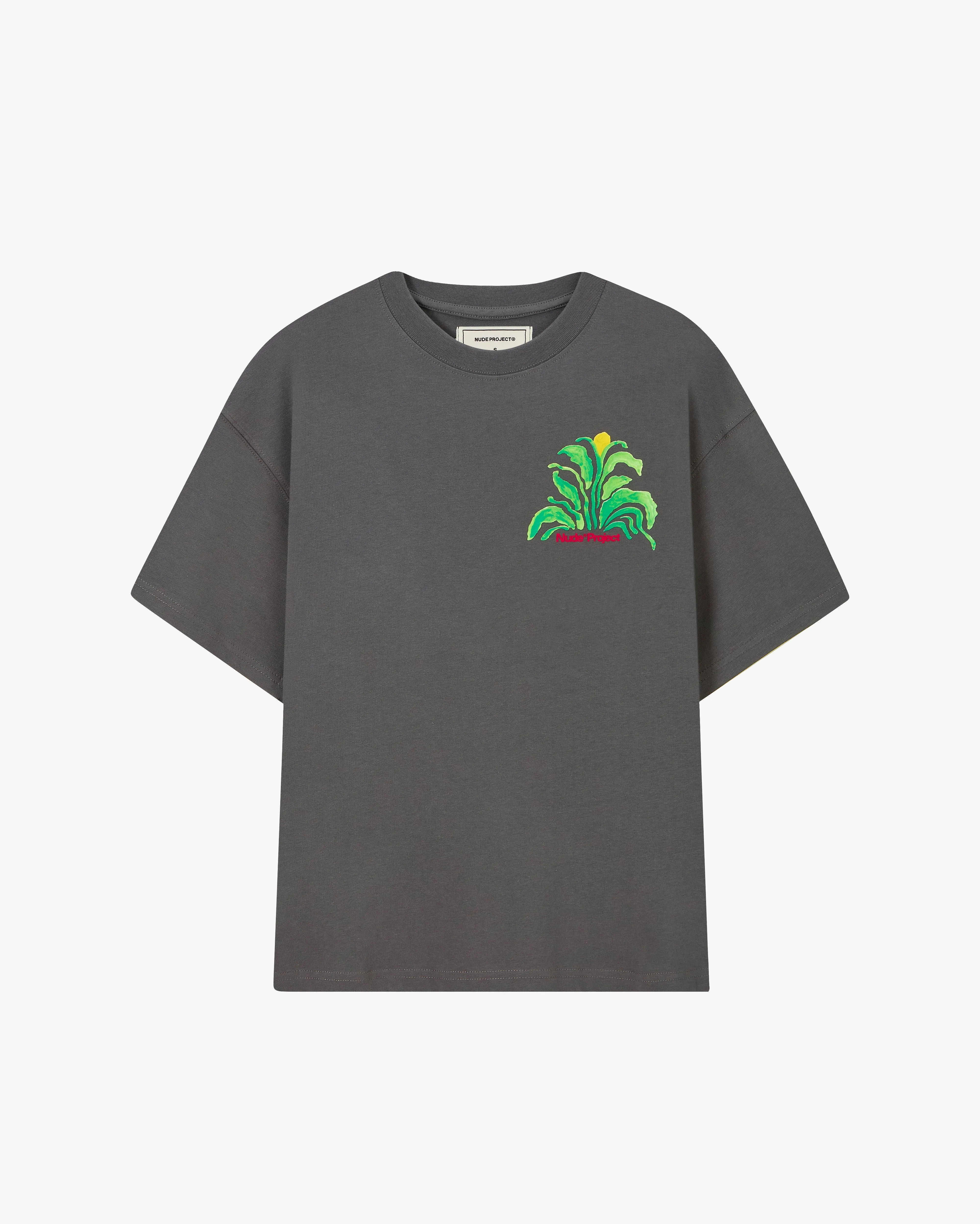Effortless Vibe Garment Washed Texture Plant Tee Ash